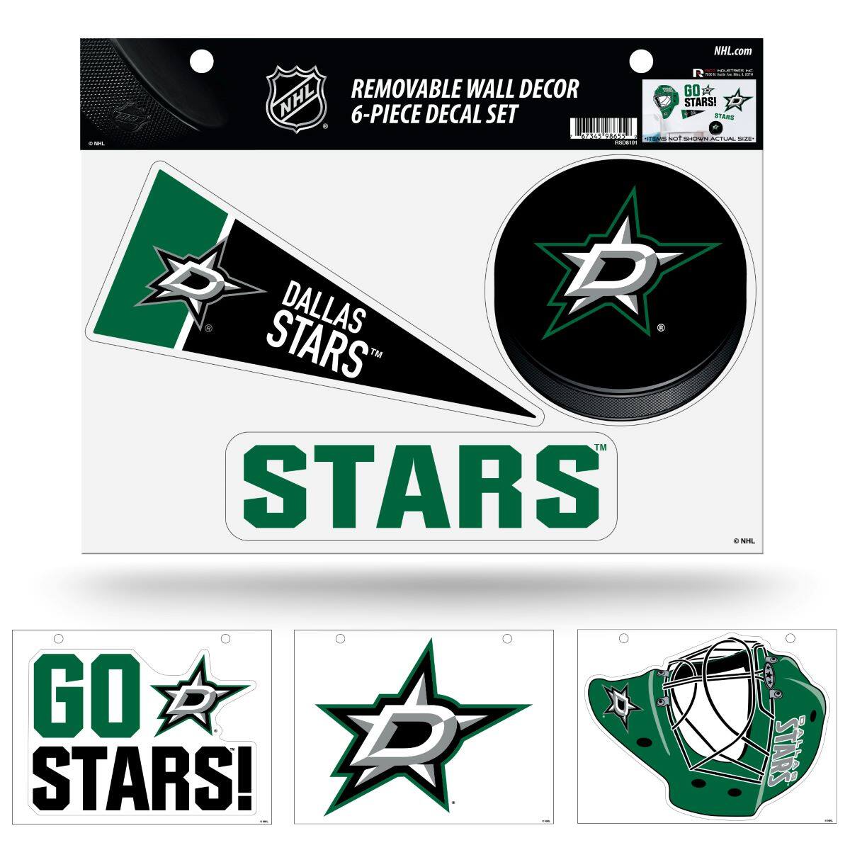 Rico Industries - Dallas NHL Stars Set of 6 Removable Wall Decal Stickers - Multi