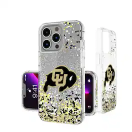 Keyscaper - NCAA - Colorado Buffaloes iPhone Glitter Case with Confetti Design - 15 - Multicolor