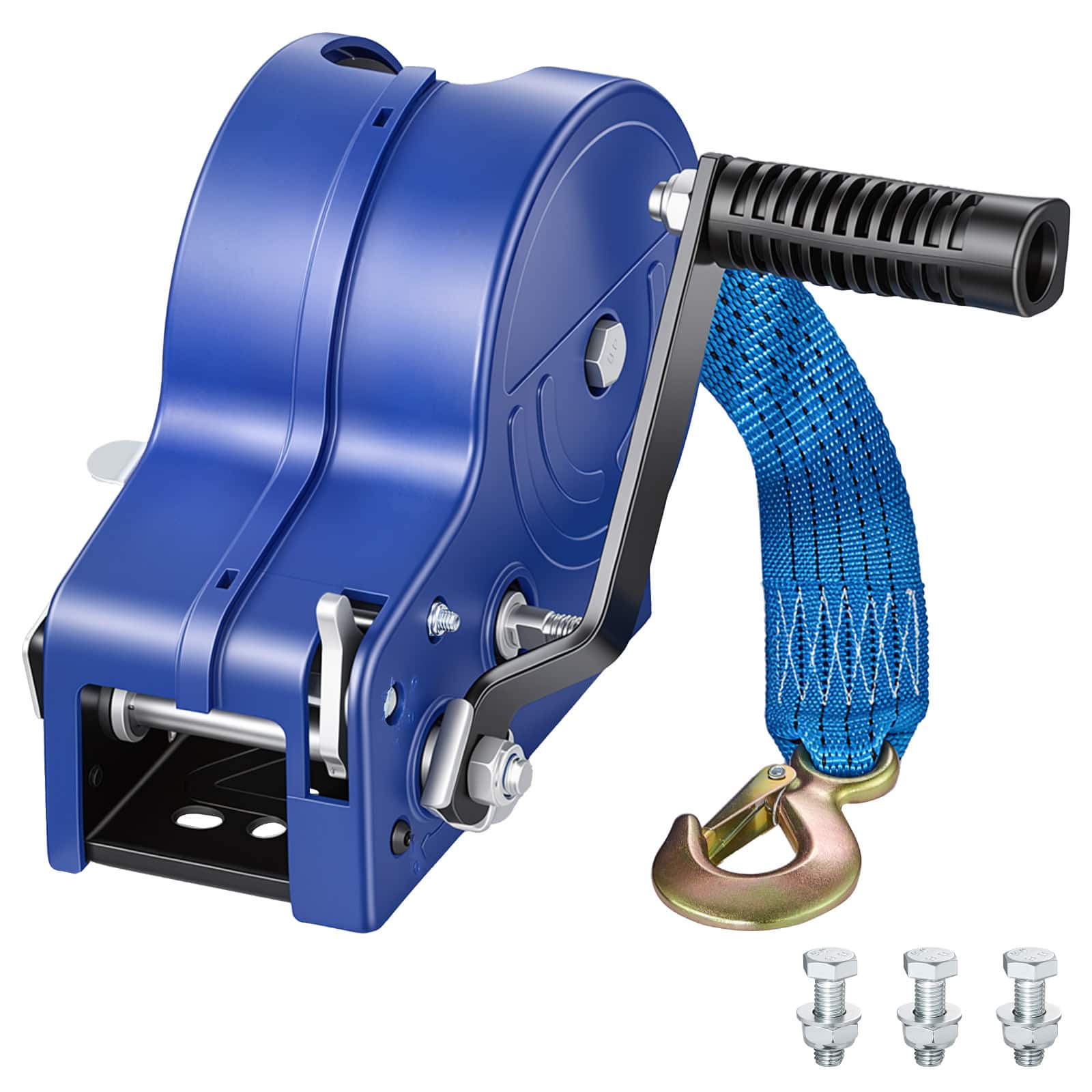 VEVOR - Boat Winch, 3500 lbs Hand Winch, Heavy Duty Manual Rope Crank with 20ft Gray-Black Polyester Strap, Portable Two-Way - Blue price history on PriceWatchPro