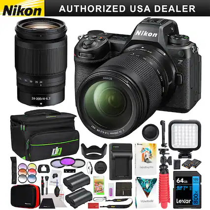 Nikon AUTHORIZED USA DEALER
- Nikon 24-200mm f/4-6.3 VR Lens
- Nikon Z7 Camera
- Decapod Camera Bag
- Decapod Lens Hood
- Decapod Filter Set (UV, CPL, ND)
- Decapod Cleaning Kit
- Decapod Camera Strap
- Decapod Camera Mount
- Decapod Camera Tripod
- Decapod Camera Flash
- Decapod Camera Remote
- Decapod Camera Battery Grip
- Decapod Camera Memory Card (64GB 120MB/s V30 E50 Lexar 800x)
- Decapod Camera Software (PhotoShopPro, VideoStudio)
- Decapod Camera Accessories (Cables, Adapters, etc.)