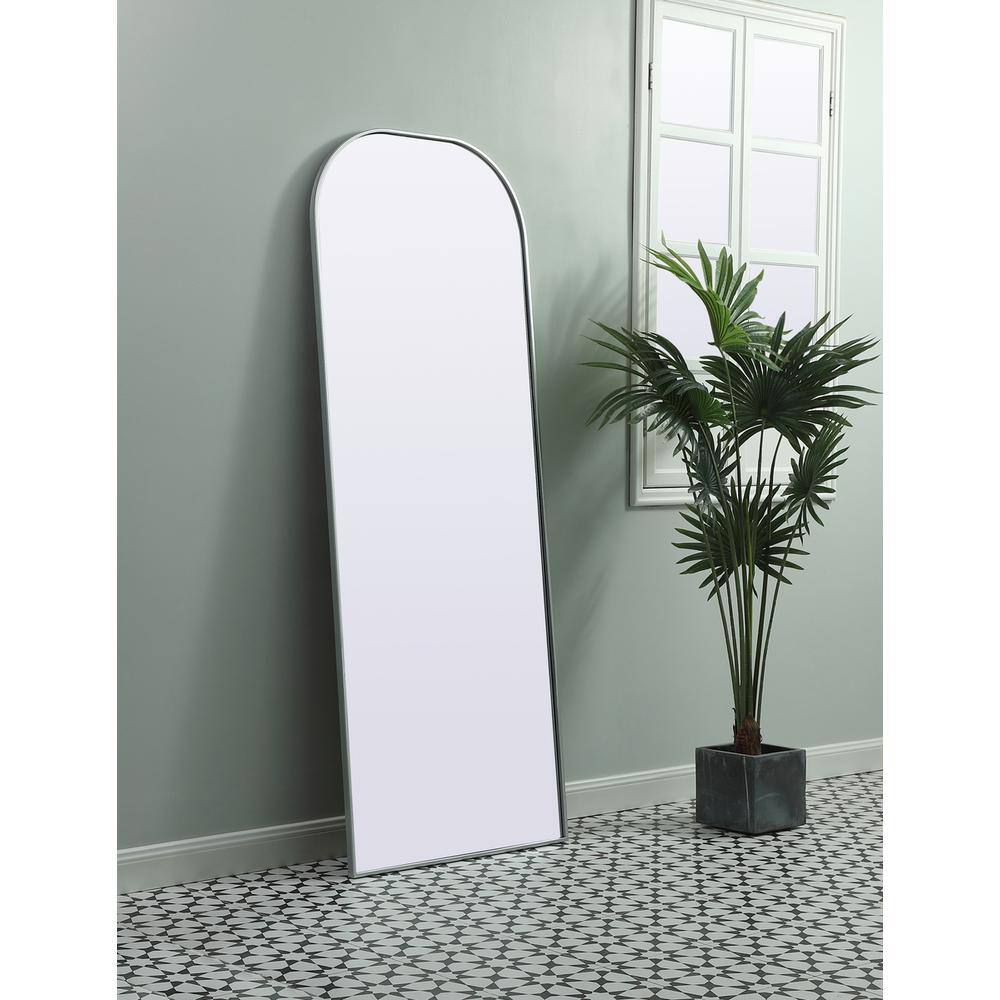 Alt View 3. Elegant Decor - Metal Frame Arch Full Length Mirror 28x74 Inch in Silver - Silver.
