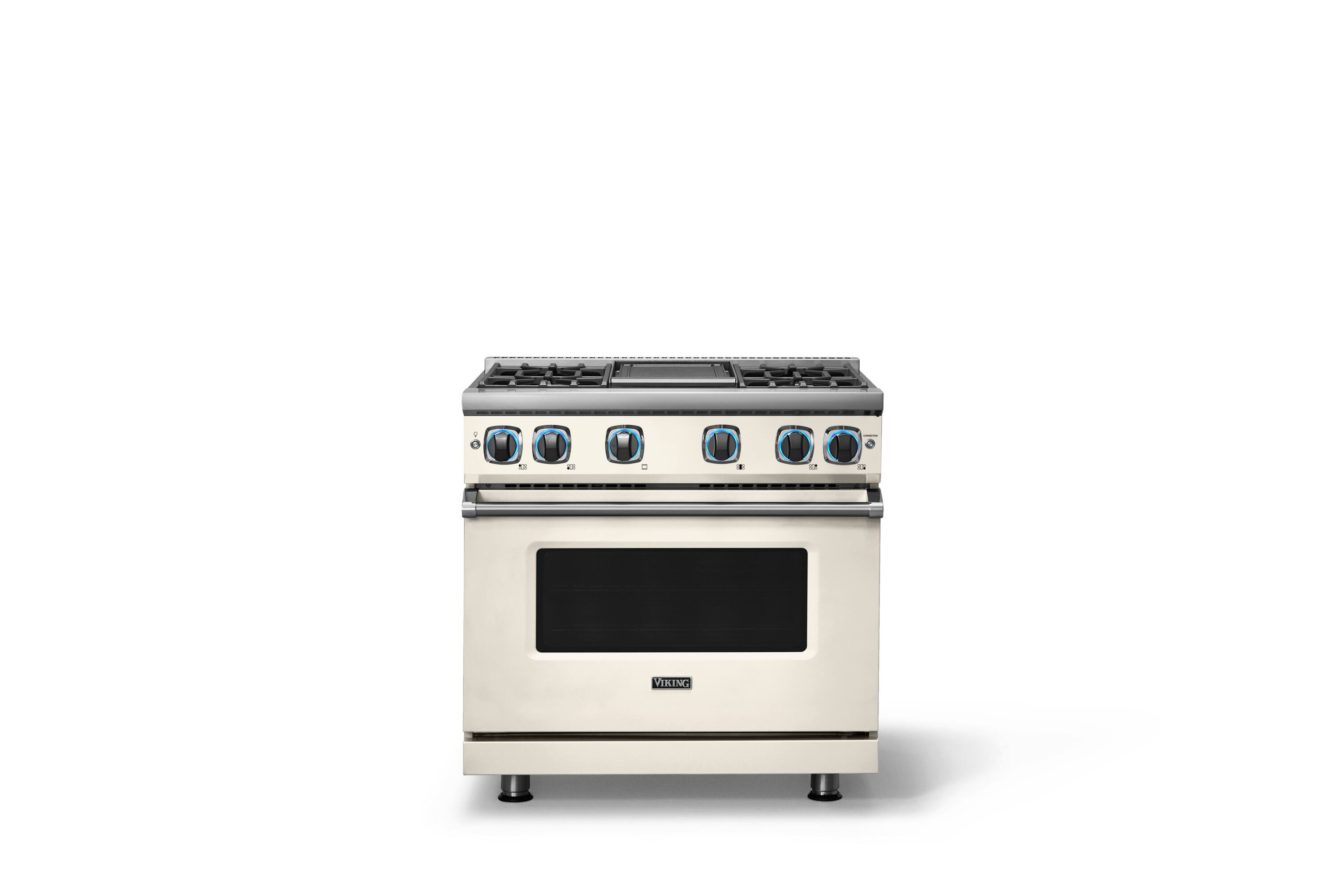 Alt View 4. Viking - Pro 7 Series 5.6 Cu. Ft. Freestanding Sealed 4 Burner LP Gas Convection Range/Griddle - Pure White - Pure White.