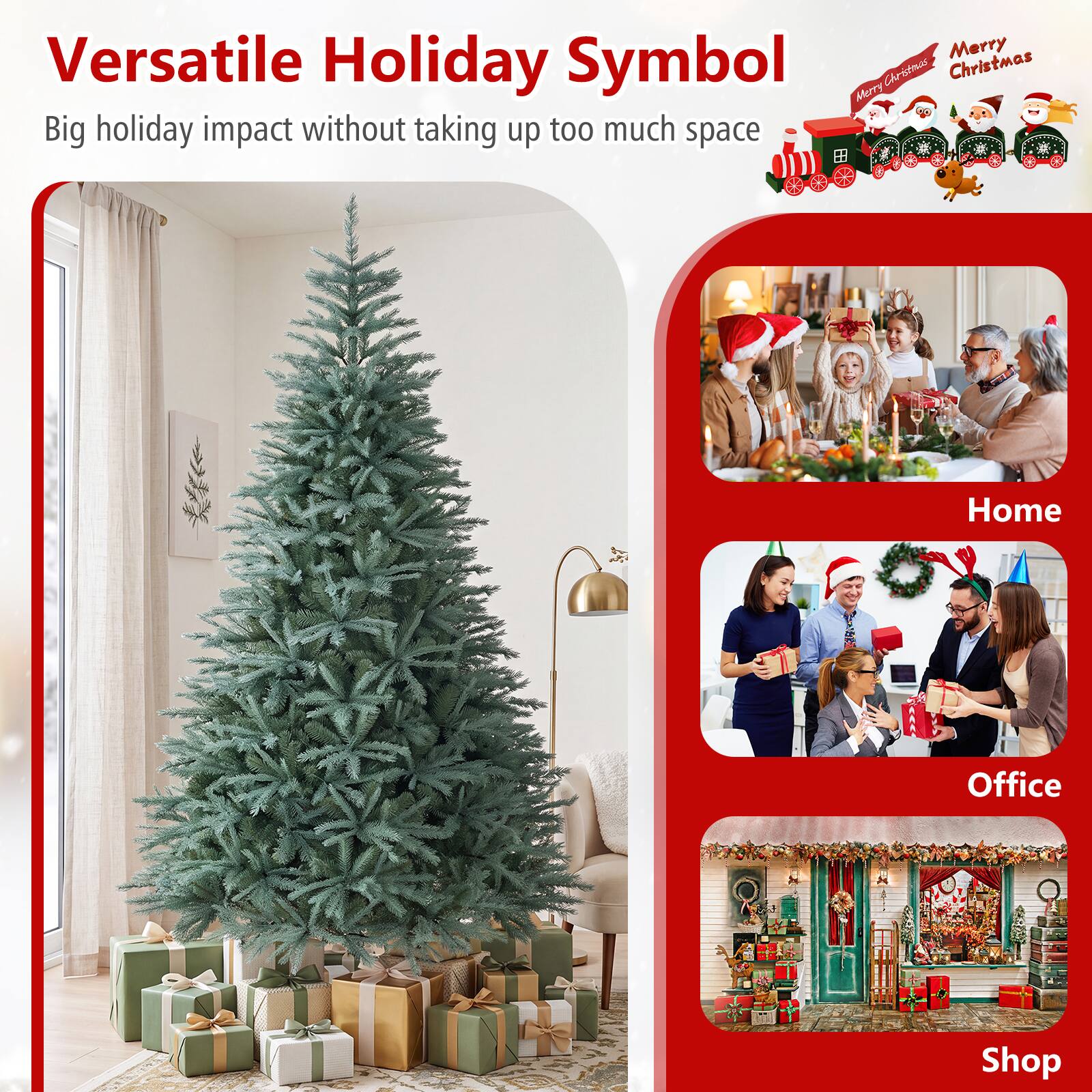 Versatile Holiday Symbol  
Merry Christmas  
Merry Christmas  
Big holiday impact without taking up too much space  

Home  
Office  
Shop