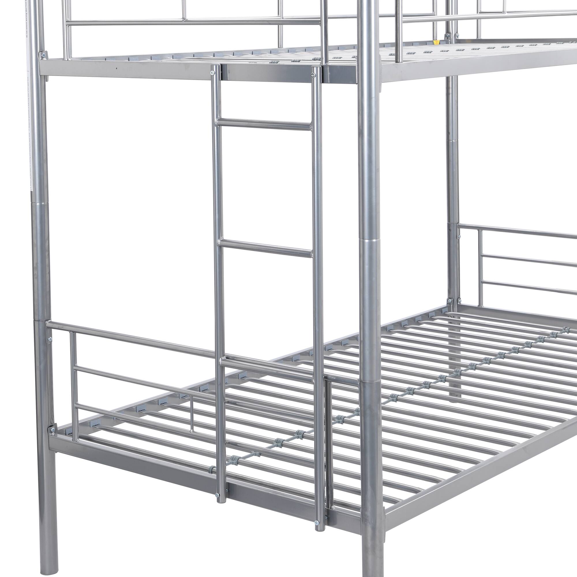 Alt View 4. GOODSILO - Sturdy Metal Bunk Bed with Safe Stairs and Space-Saving Design for Modern Bedrooms - Silver.