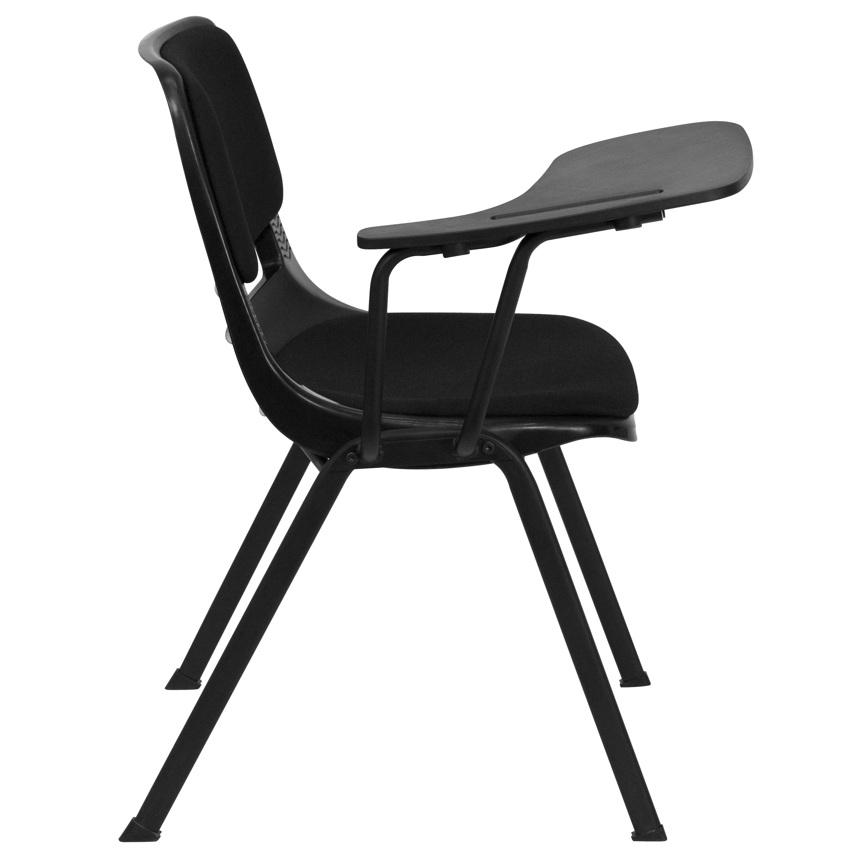 Alt View 5. Emma + Oliver - Padded Ergonomic Shell Chair with Right Handed Flip-Up Tablet Arm - Black.