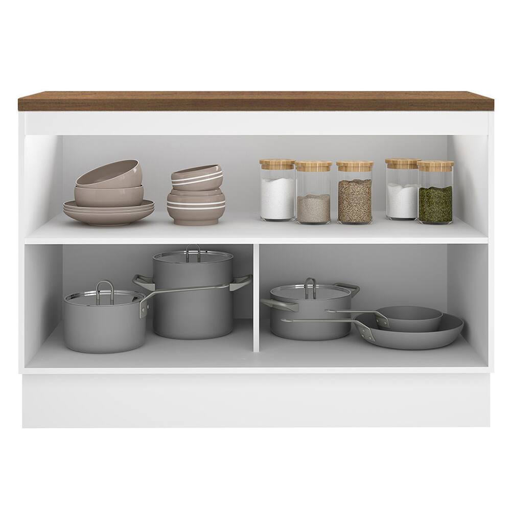 Back. Madesa - Madesa Hazel Kitchen Storage Base Cabinet with Adjustable Feet 47"L - White - White.