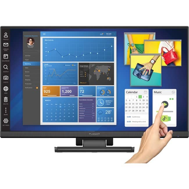 Planar - Helium PCT2435 LCD Touchscreen Monitor - 16:9 - 14 ms - 23.8" Viewable - Projected Capacitive - Multi-touch - Black