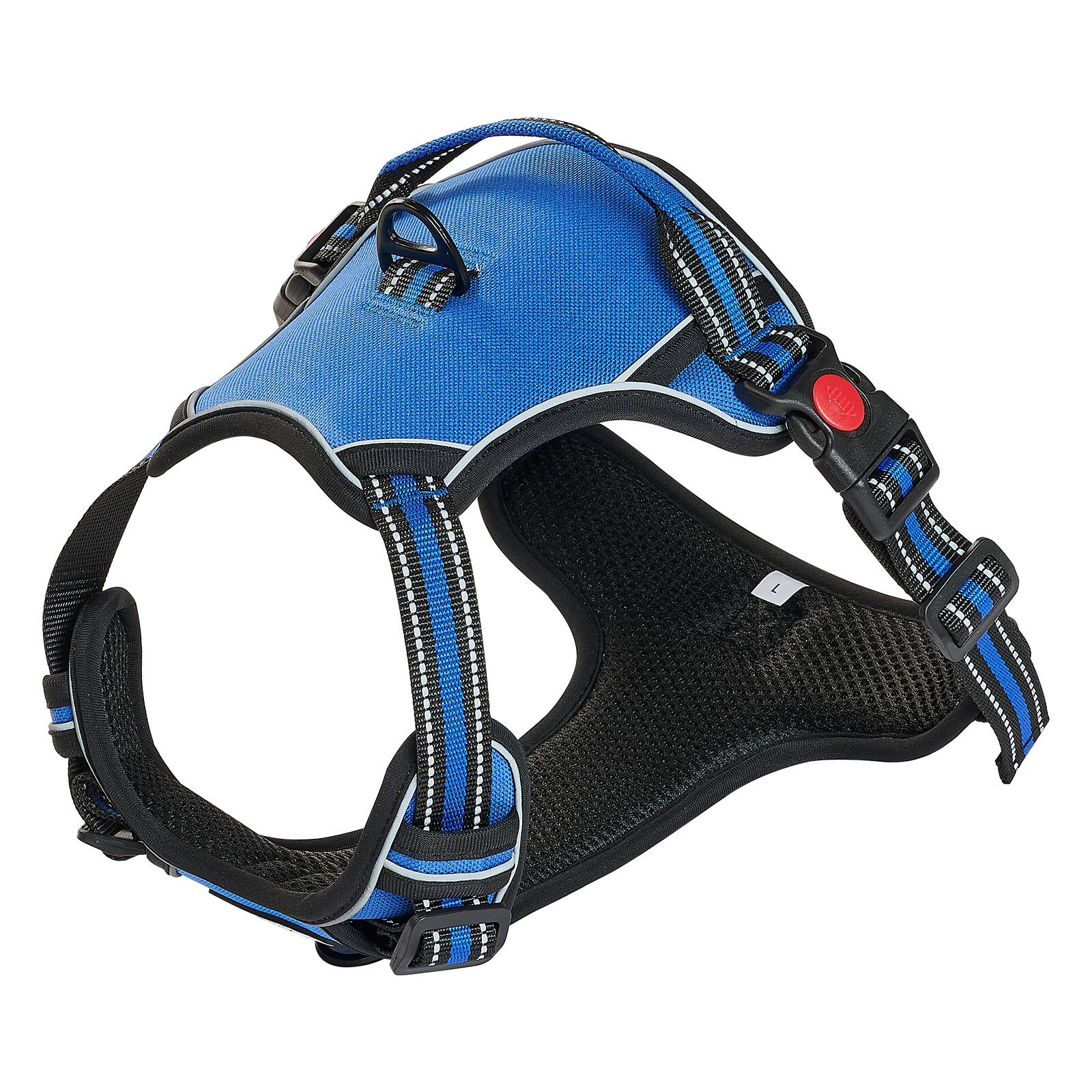 Alt View 5. VEVOR - Dog Harness for Large Dogs, No Pull Adjustable Dog Vest Pet Harness, with 5ft Leash, Handle, Metal Rings, Buckles - Blue + Black.