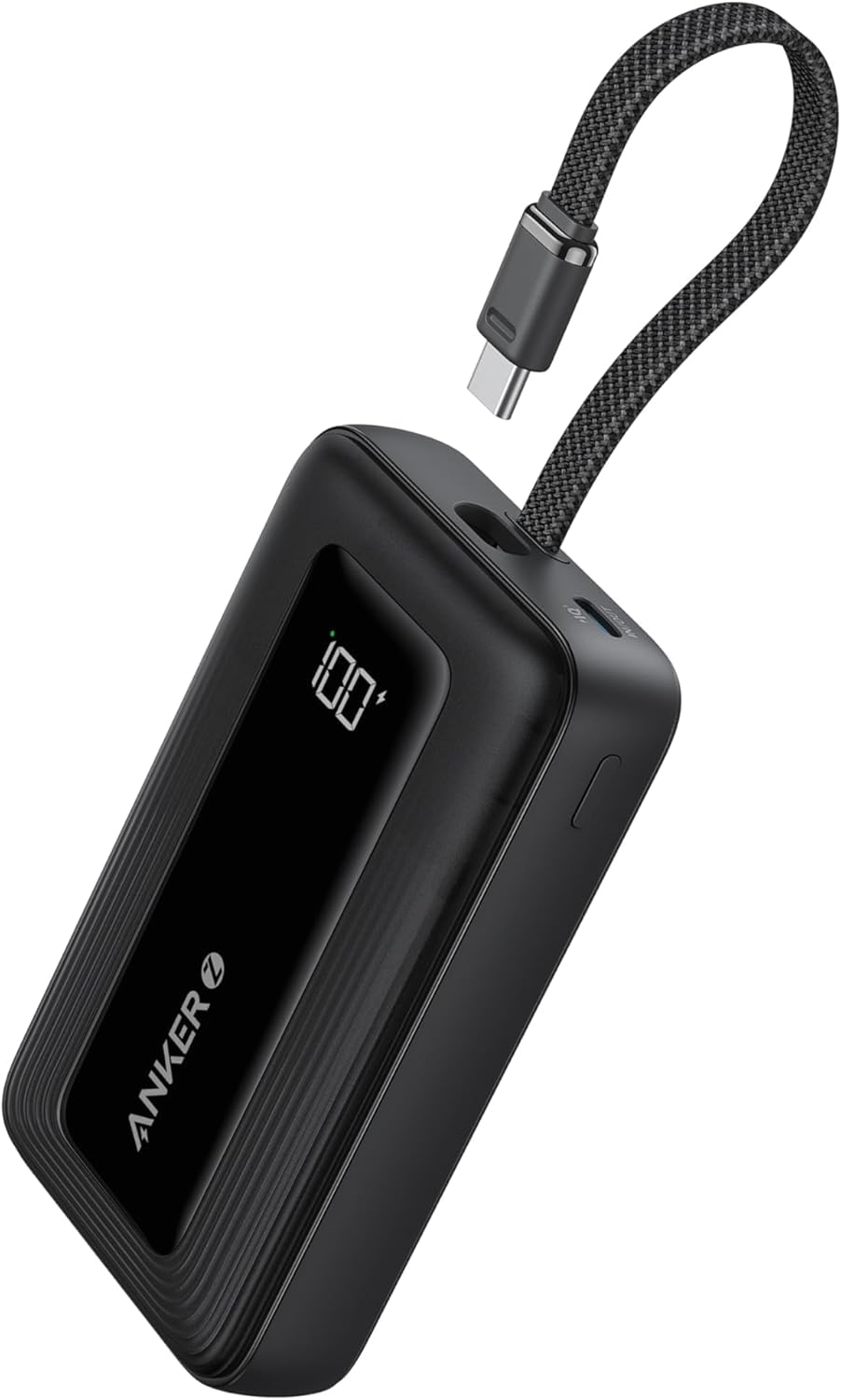 Anker - Zolo Portable charger (10K, 35W, Built-In Dual USB-C Cables) - Black