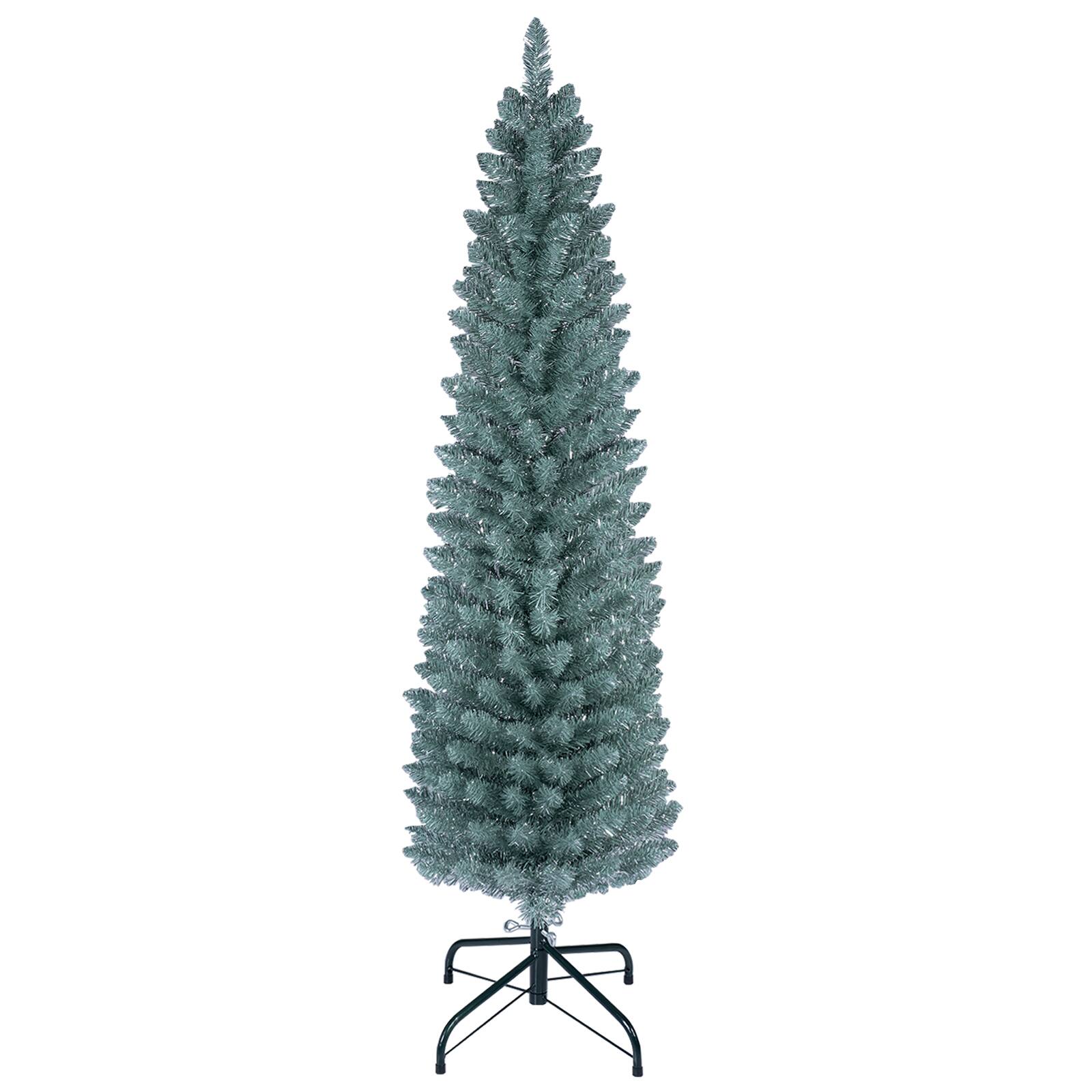 Alt View 1. Costway - Costway 5 FT Artificial Pencil Christmas Tree with 210 Lush Branch Tips Folding Metal Stand - Gray Green.