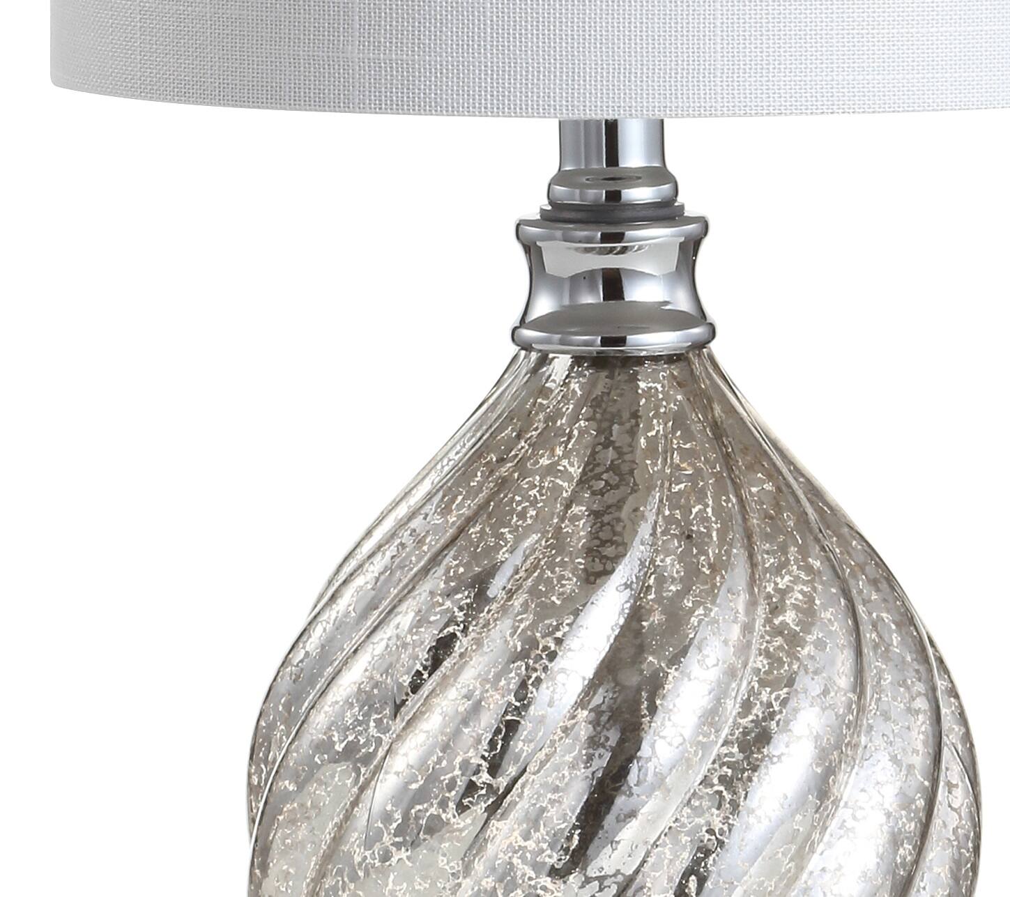 Alt View 4. Jonathan Y - Lawrence 20.5" Glass/Metal LED Table Lamp, Mercury Silver - Mercury Silver.