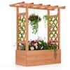 Front. Costway - 1 PCS Wooden Raised Garden Bed with Trellis & Hanging Roof Drainage Elevated Planter Box - Orange.