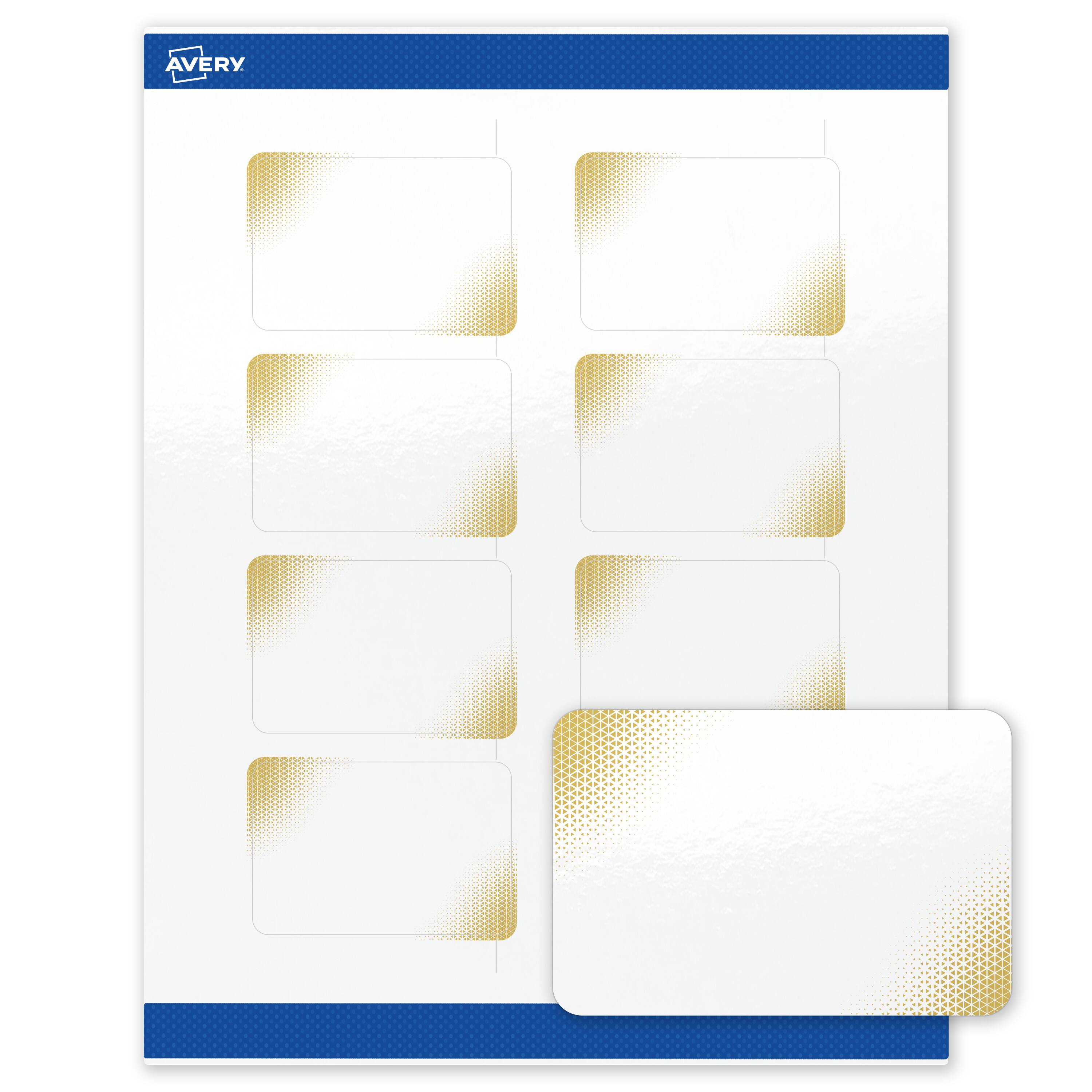 Front. Avery - Avery Labels, 2" x 3", Glossy White, Gold Blush Design - White.