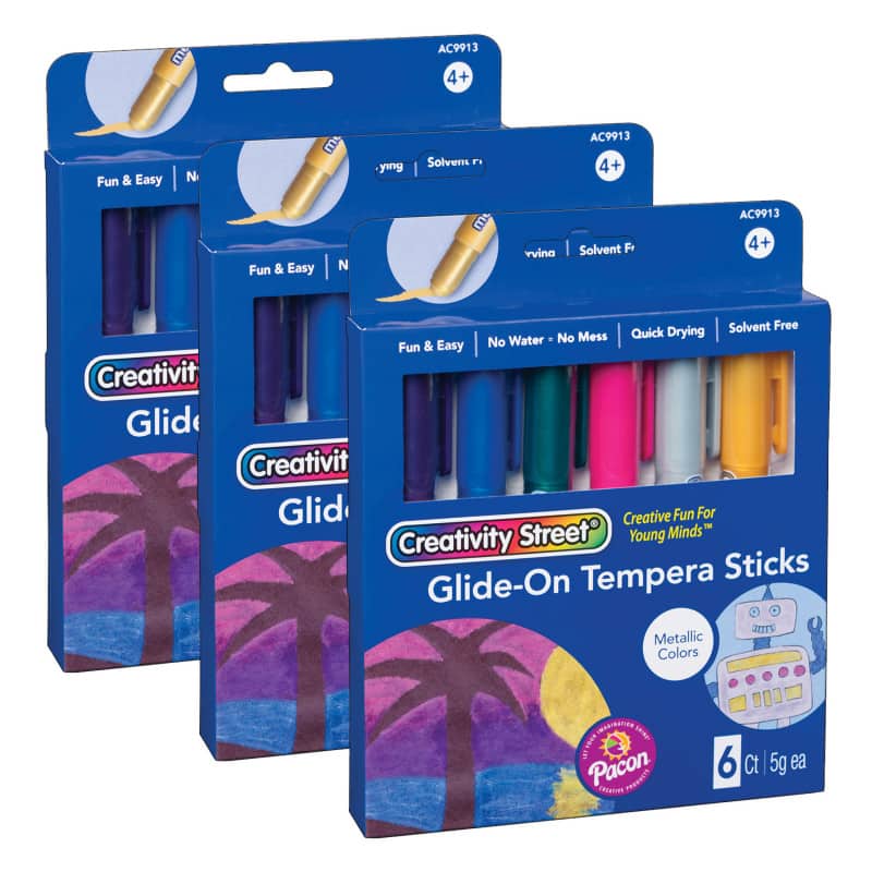 Creativity Street - Glide-On Tempera Paint Sticks Metallic Colors 5 grams 6 Per Pack 3 Packs price history on PriceWatchPro