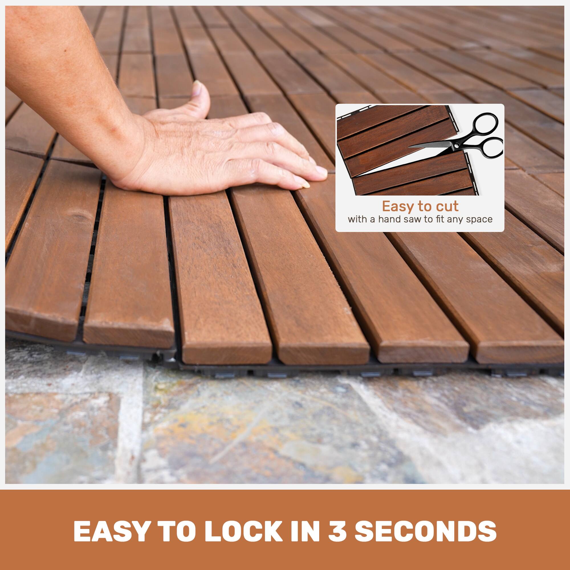 Easy to cut with a hand saw to fit any space  
EASY TO LOCK IN 3 SECONDS
