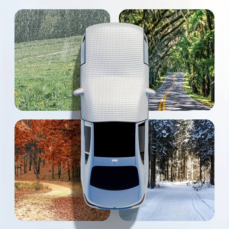 Left. Acteck - Heavy-Duty Winter Windshield Cover, 91"x98" Universal Fit for Car, SUV, Truck | Waterproof Ice & Snow Protector - Silver.