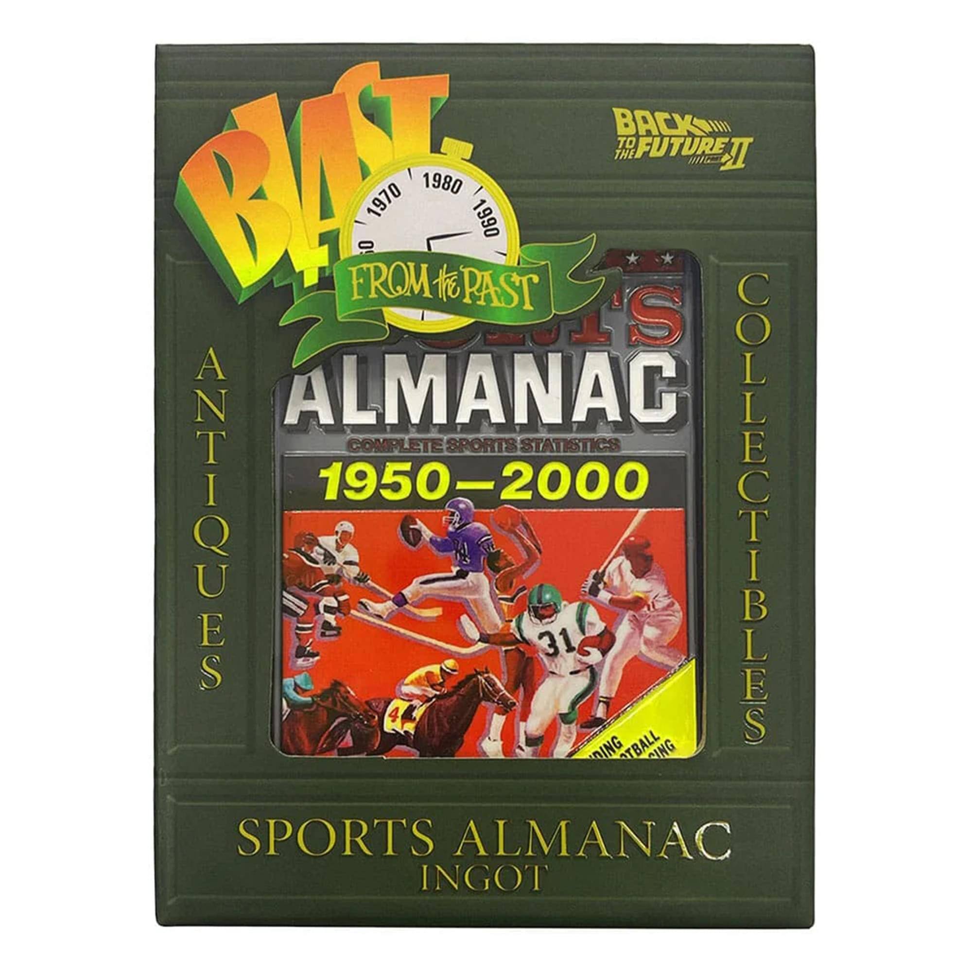 BACK TO FUTURE THE ALMANAC FROM THE PAST 1970 1980 1990 COMPLETE SPORTS STATISTICS 1950-2000 ANTIQUES COLLECTIBLES SPORTS ALMANAC INGOT