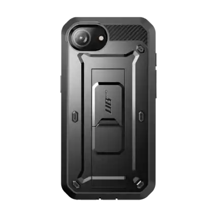 Front. SUPCASE - iPhone 16e Unicorn Beetle Pro Rugged Case - Black.