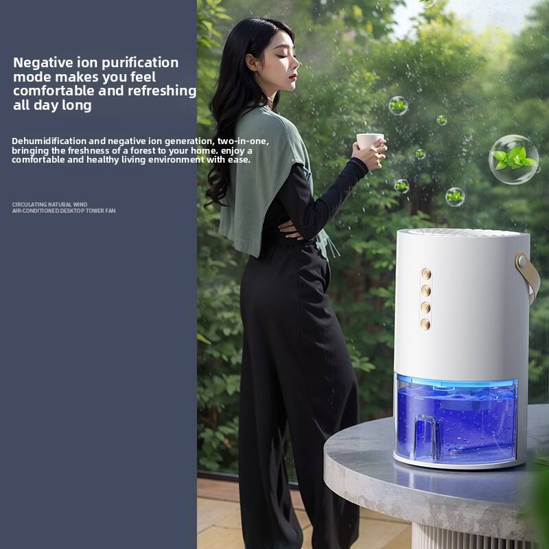 Negative ion purification mode makes you feel comfortable and refreshing all day long.

Dehumidification and negative ion generation, two-in-one, bringing the freshness of a forest to your home. Enjoy a comfortable and healthy living environment with ease.

CIRCULATING NATURAL WIND AIR-CONDITIONED DESKTOP TOWER FAN