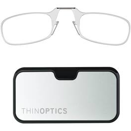ThinOptics - Glasses with Metal Finish Pod - +2.00 - Clear Frame, Silver Black Pod