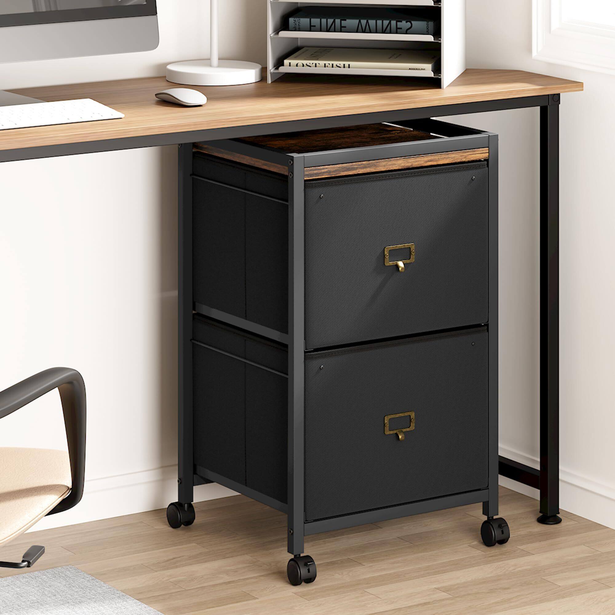 Alt View 1. Acekool - Mobile Filing Cabinet for Home Office, 2-Drawer, Under Desk Rolling Filing Organizer - Black.