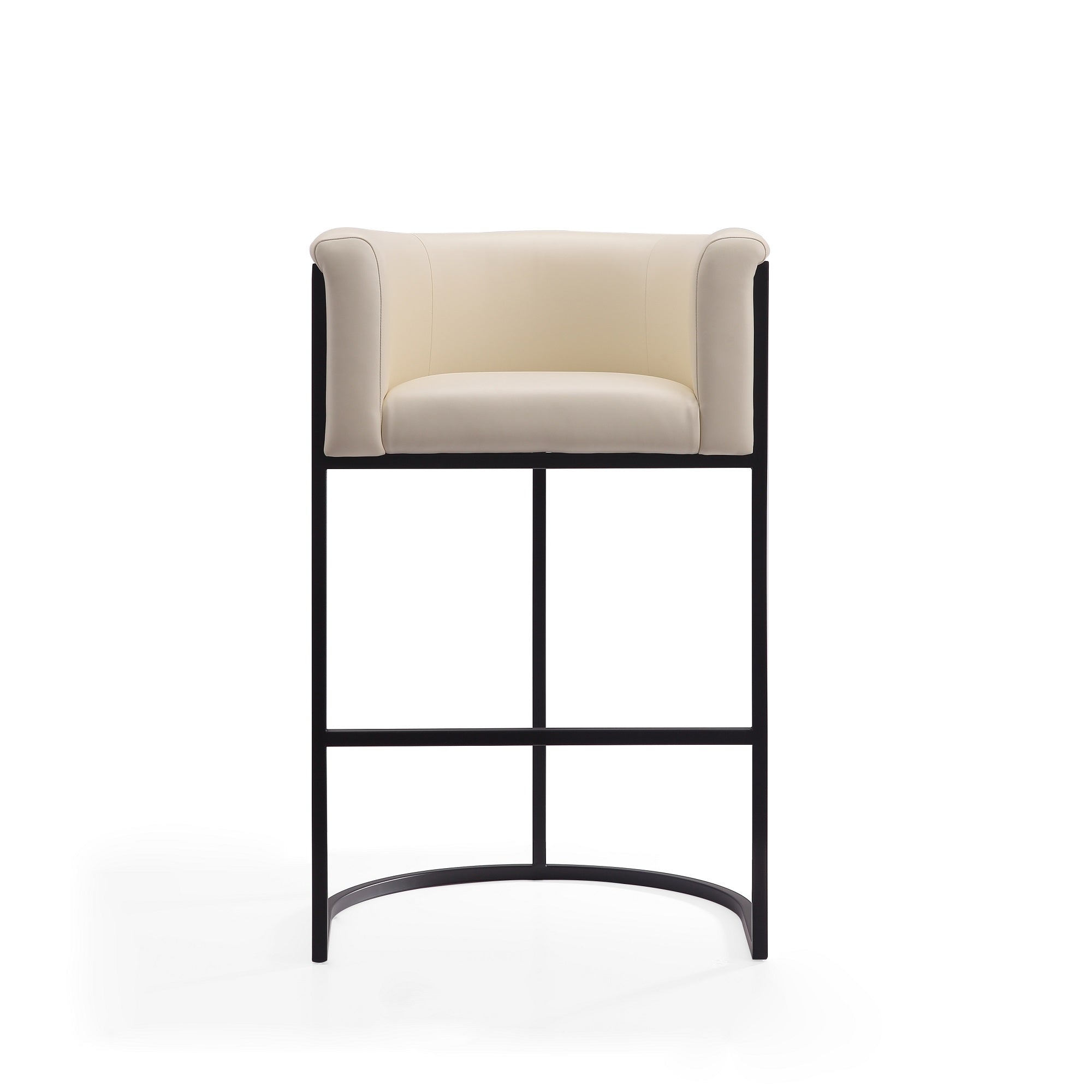 Alt View 1. Manhattan Comfort - Cosmopolitan Mid-Century Modern Metal Upholstered Barstool - Set of 2 - Cream.