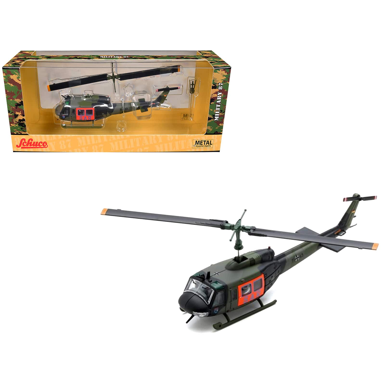 "Bell UH 1D Helicopter ""SAR - German Army"" Green Camouflage 1/87 (HO) Scale Diecast Model Car by Schuco" price history on PriceWatchPro