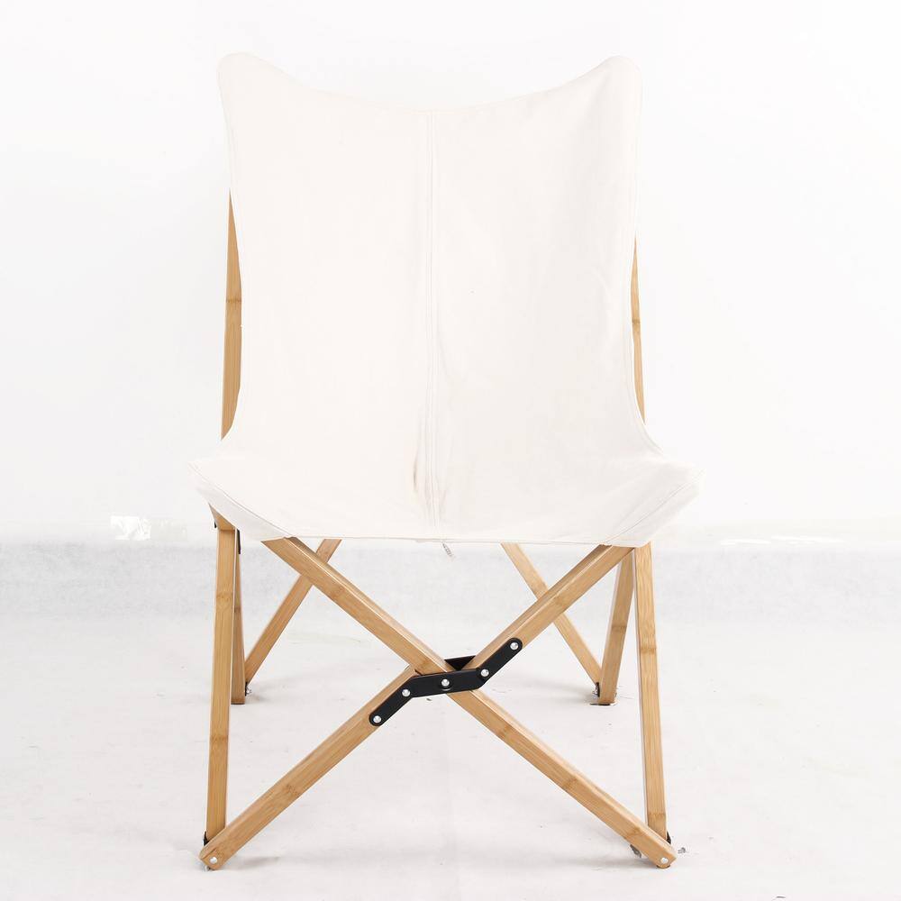 Alt View 4. AmeriHome - AmeriHome Canvas and Bamboo Butterfly Chair - White - White.