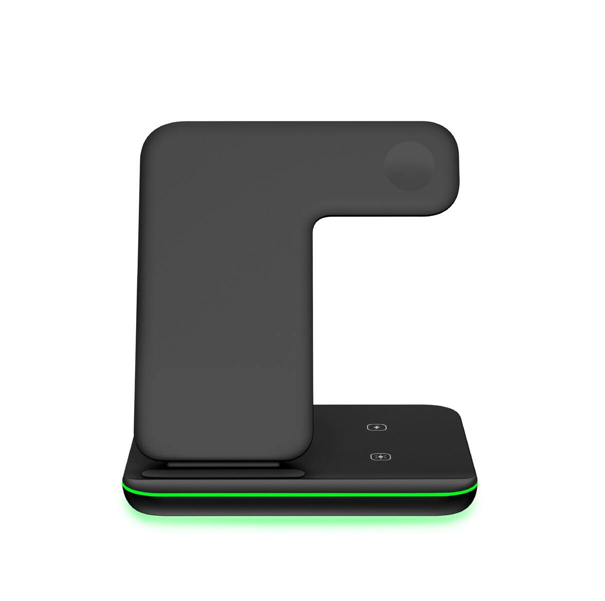 Back. RISOKEYS - 15W Wireless Fast Charging Desktop Stand - Power Adapter for Apple - Phone & Watch Multi-Function Fast Charging - Black.