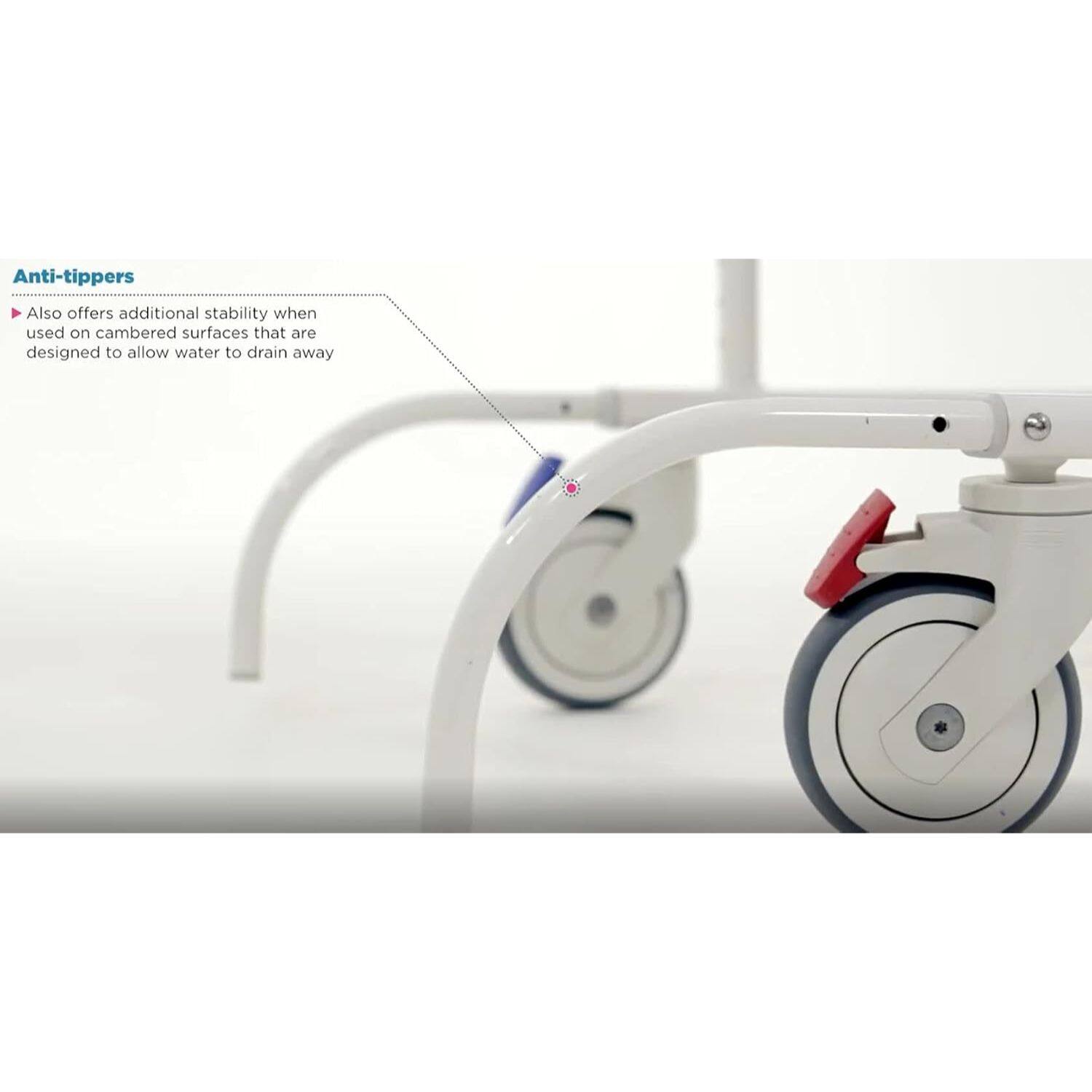 Anti-tippers  
Also offers additional stability when used on cambered surfaces that are designed to allow water to drain away