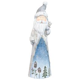 Sunnydaze - Rustic Father Christmas Indoor Pre-Lit LED Statue - 27 in - Blue