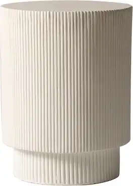 LeisureMod - Eden Modern Stone Top Round Side Table, Indoor/Outdoor Weather Resistant Accent Table, Fully Assembled - White