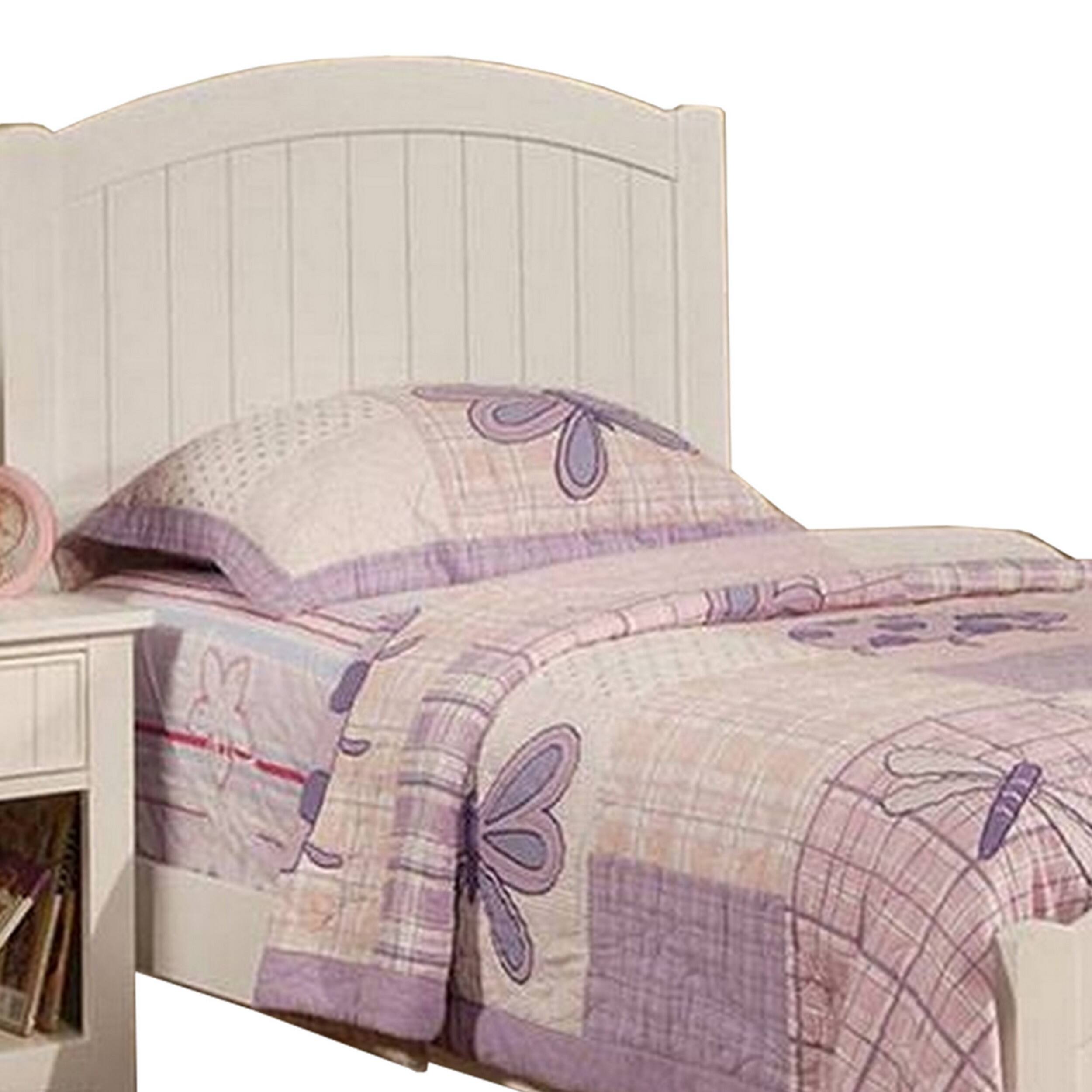 Alt View 1. Manhattan Lane - Shov Twin Size Bed, Arched Headboard, Classic White Wood Construction - White.