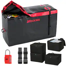 Mockins - 15 Cu Ft. Waterproof Cargo Carrier Bag (48 in. x 18 in. x 31 in.) with 4 Packing Cubes (22 in. x 15 in. x 15 in.)