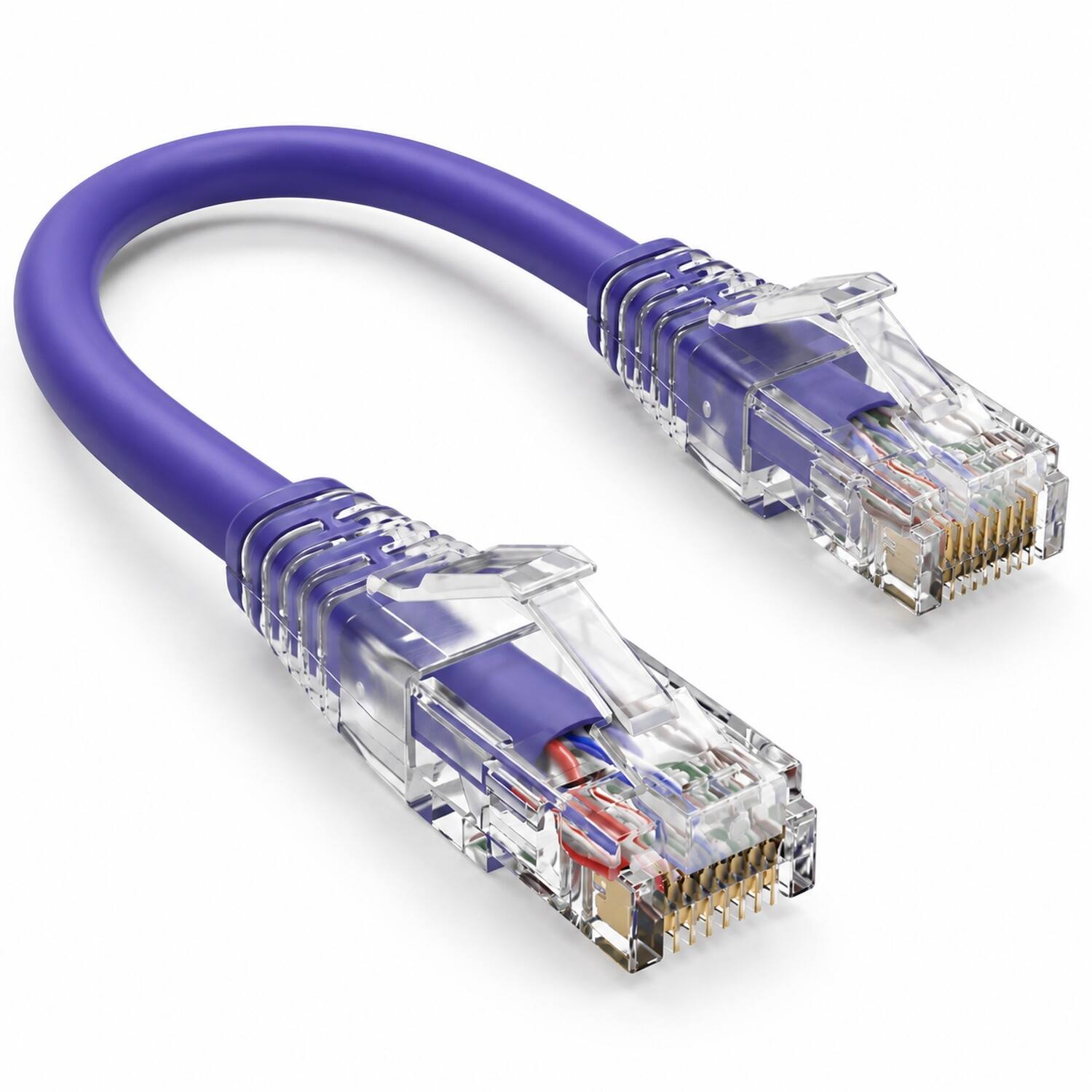 Angle. Sanoxy - 0.5ft Cat6 550 MHz UTP Ethernet Network Patch Cable with Clear Snagless Boot - Purple.
