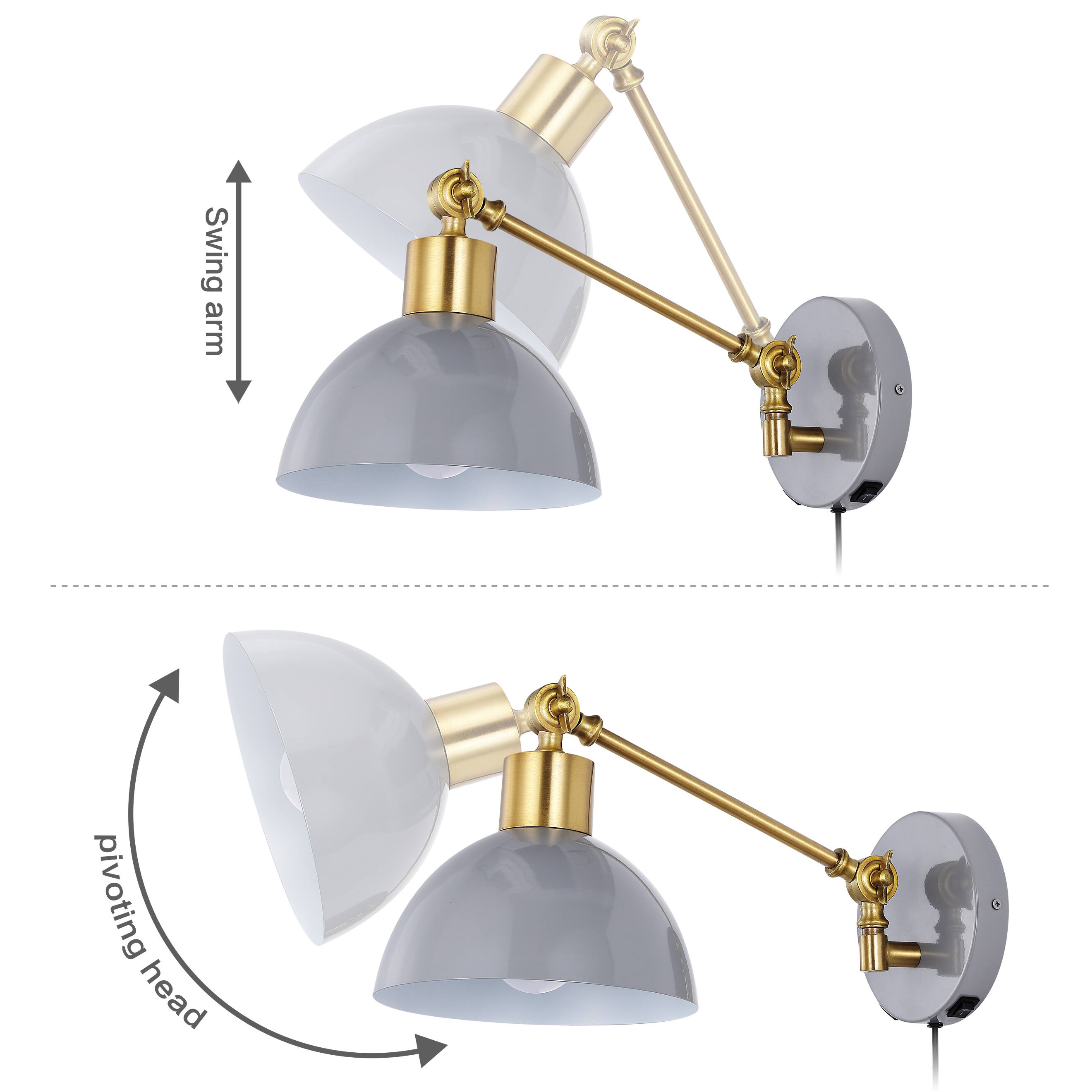 Swing arm pivoting head