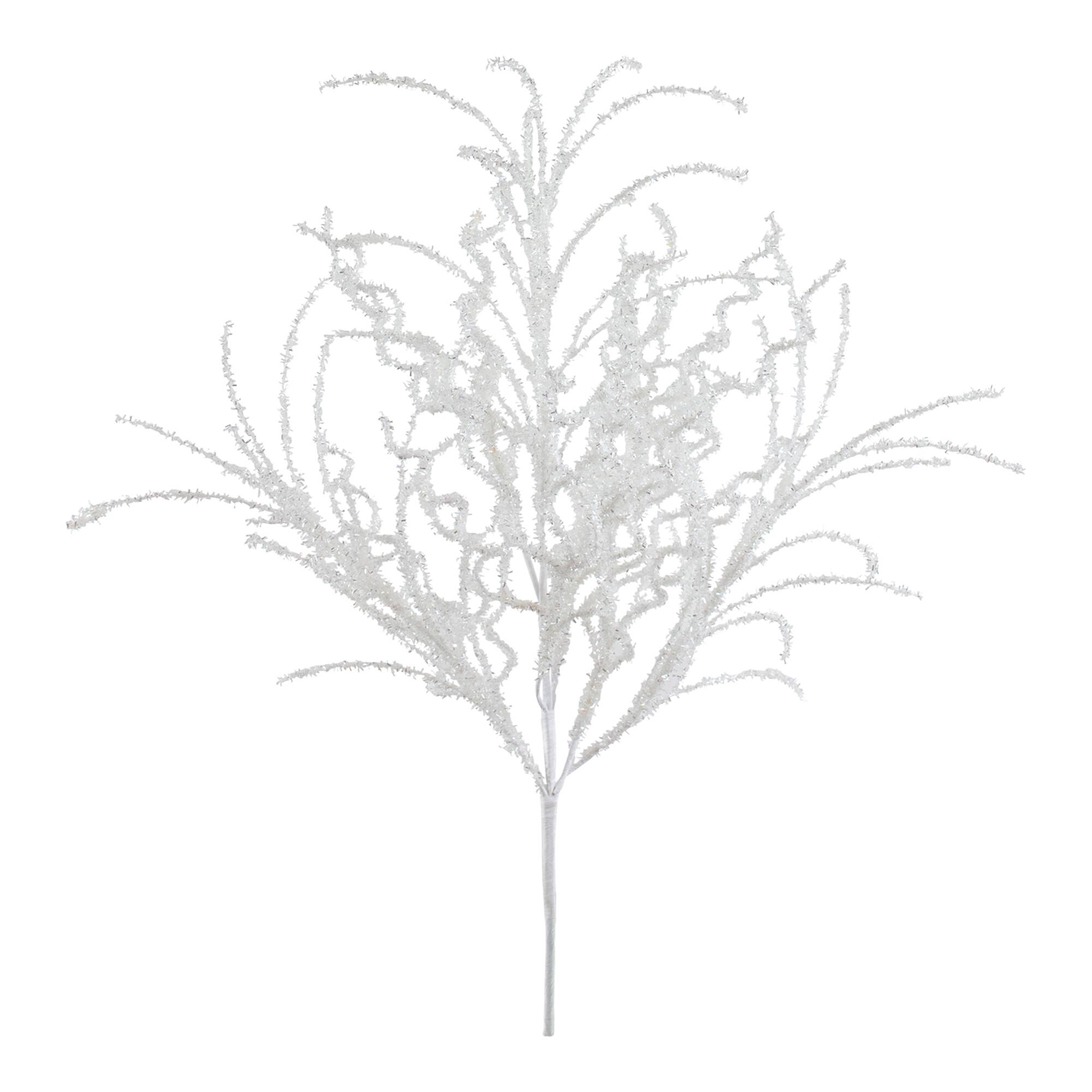 Angle. BreeBe - White Glitter Twig Bush (Set of 6) - White.