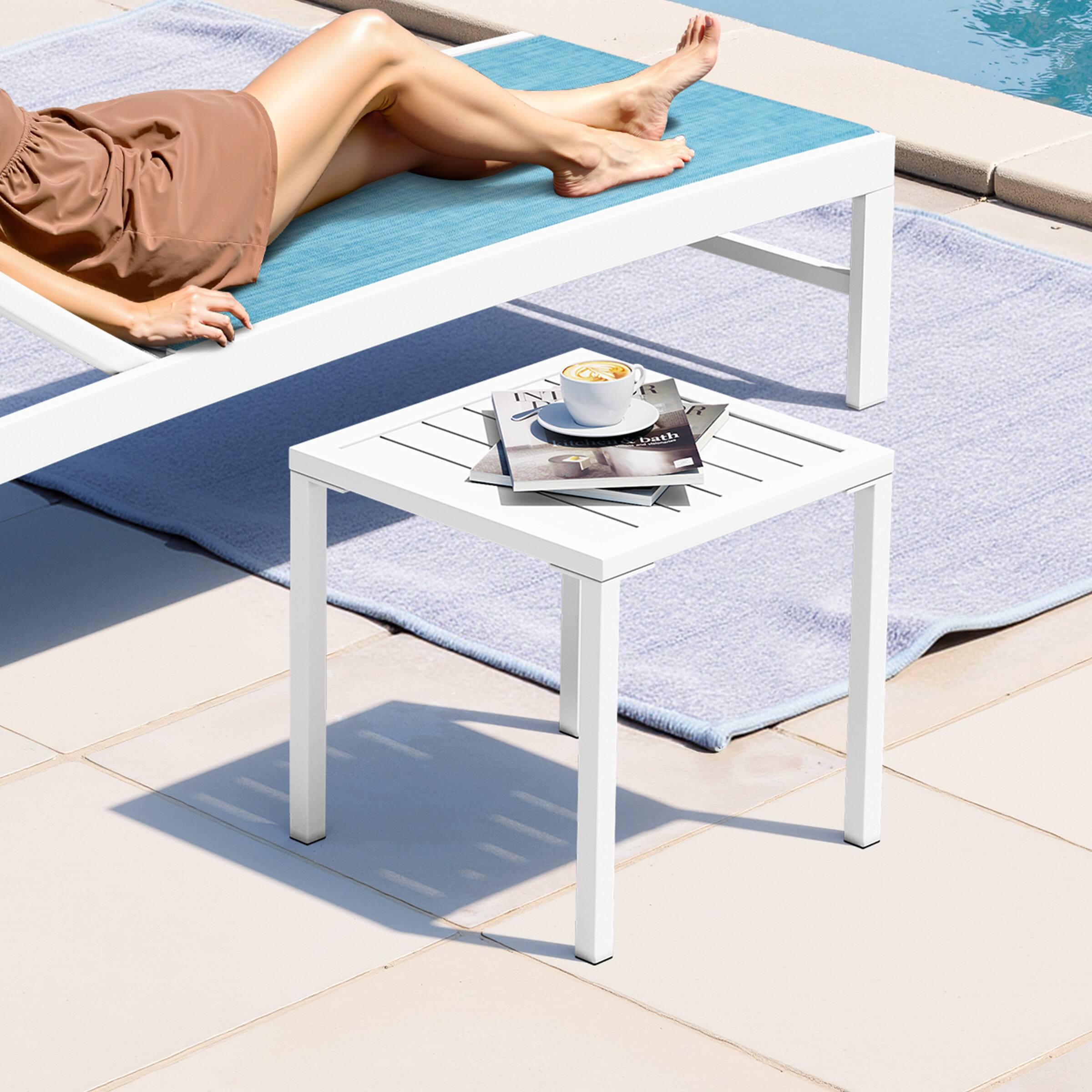 Alt View 5. Crestlive Products - Crestlive Products 16in Aluminum Patio Side Square Outdoor End Table 15.7inWx15.7inL White - White.