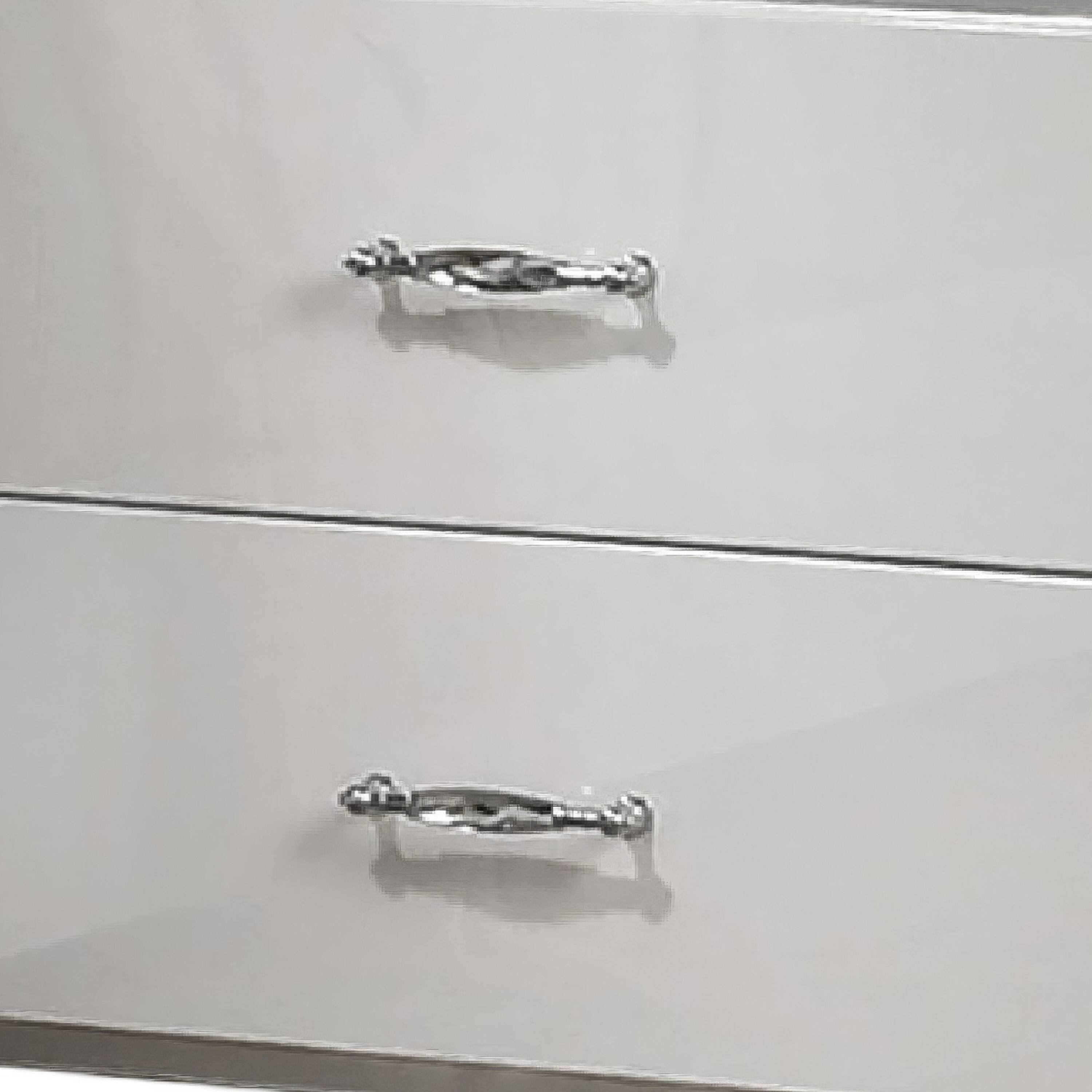 Alt View 2. Manhattan Lane - Soha Nightstand, 2 Drawers, Acrylic Handles - White, Chrome.