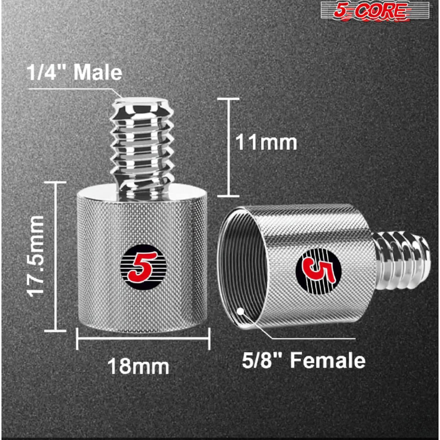 5 CORE  
1/4" Male  
.5mm  
17.5mm  
11mm  
18mm  
5/8" Female