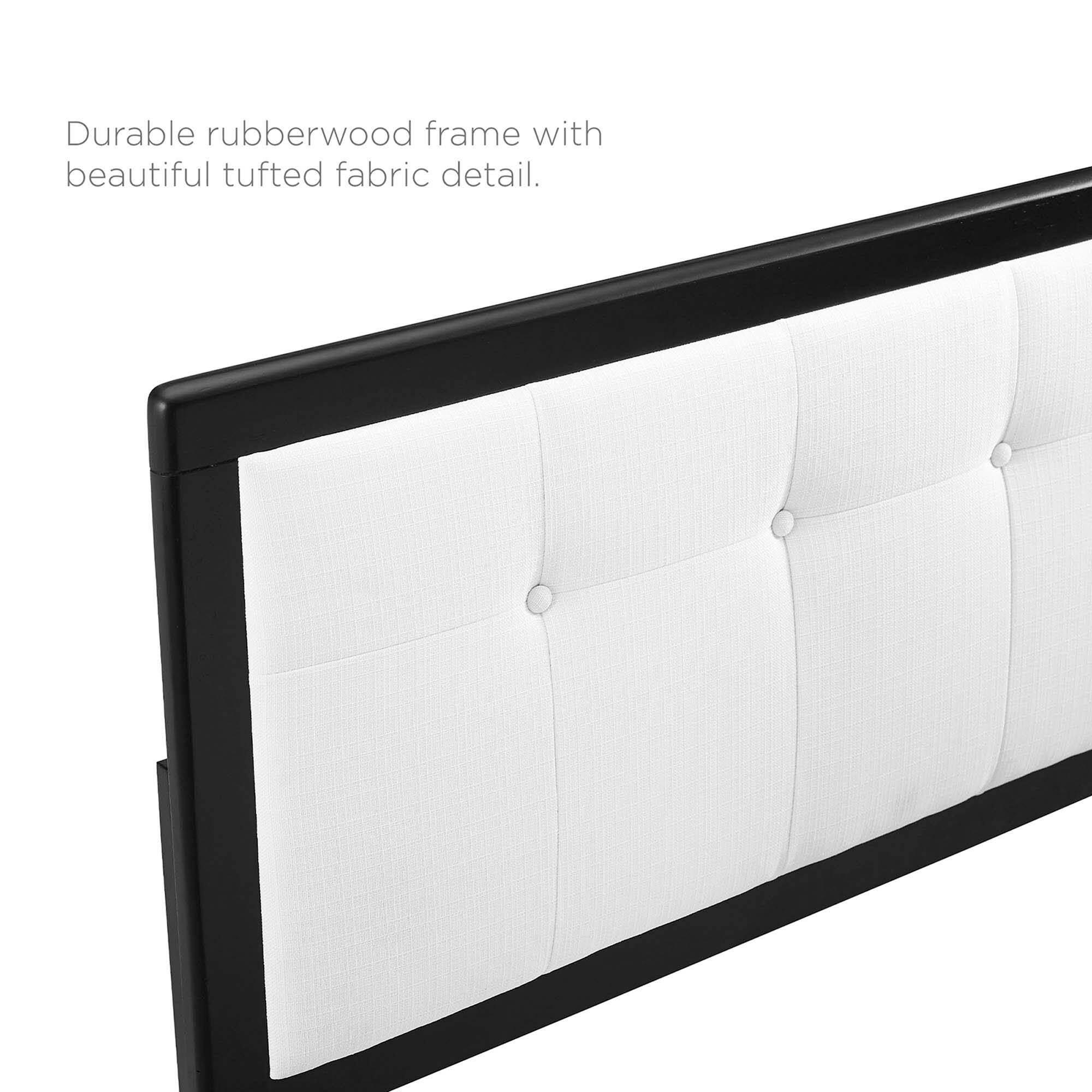 Durable rubberwood frame with beautiful tufted fabric detail.