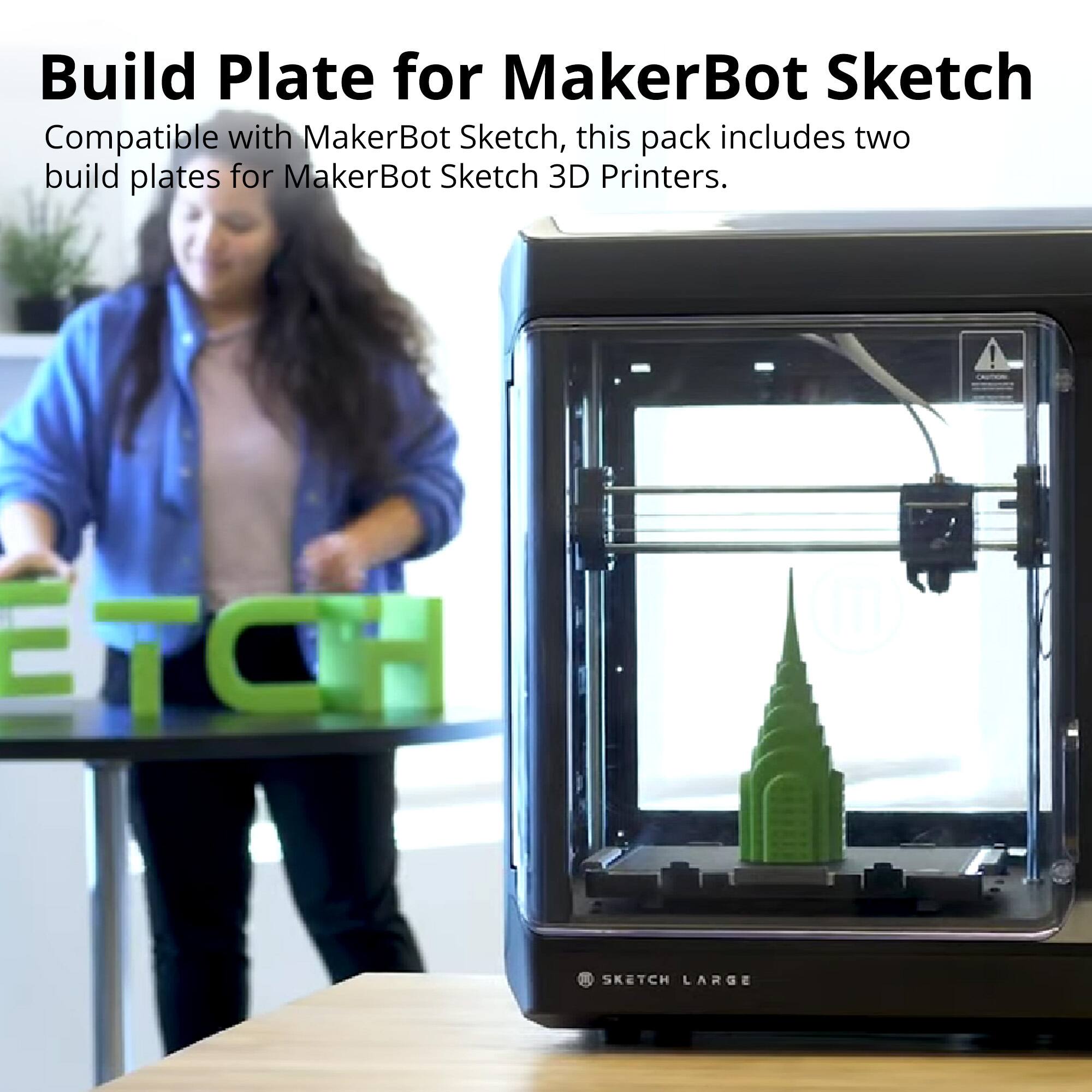 Build Plate for MakerBot Sketch

Compatible with MakerBot Sketch, this pack includes two build plates for MakerBot Sketch 3D Printers.