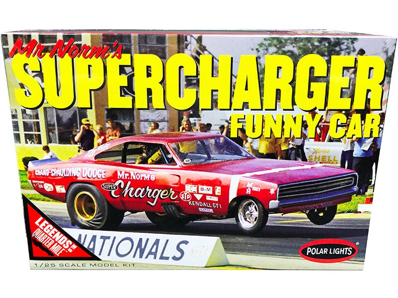 Mr. Norm's SUPERCHARGER FUNNY CAR  
Nora SHELL MEL CRANDERBAND-SPAULDING DODGE  
Mr. Norm's SUPERCHARGER  
B.M. TIRES  
STP  
KENDALL GT-1  
LAOWY BABY  
QUARTER MILE LEGENDS  
NATIONALS  
POLAR LIGHTS  
1/25 SCALE MODEL KIT