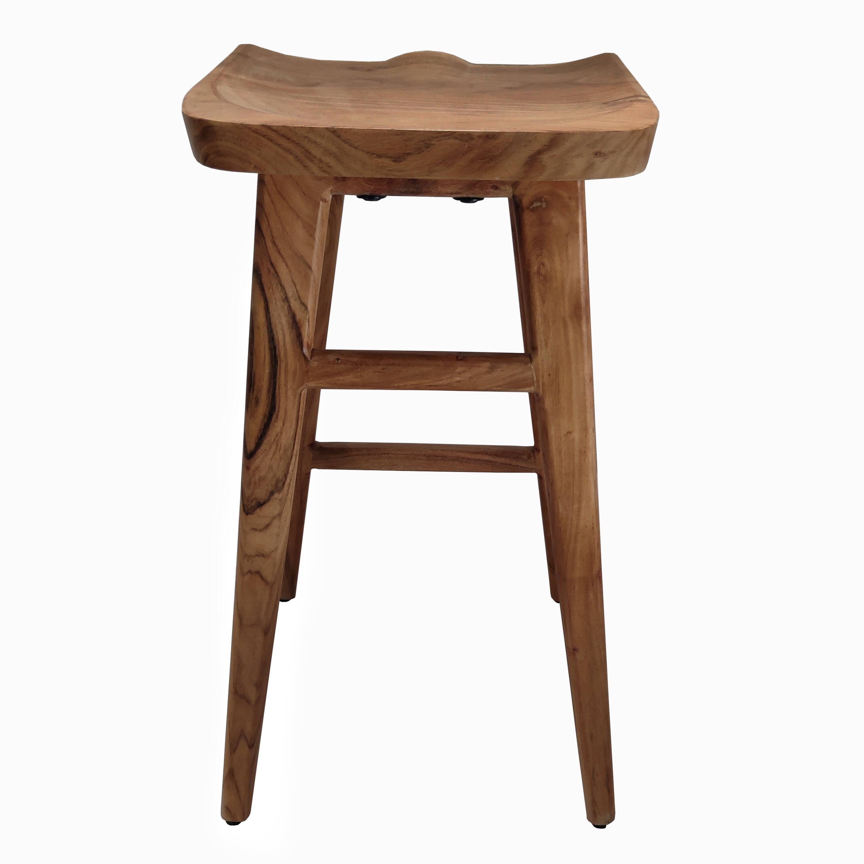 Alt View 1. Manhattan Lane - Tisa 29 Inch Backless Barstool, Handcrafted Saddle Seat in Acacia Wood - Natural Brown.