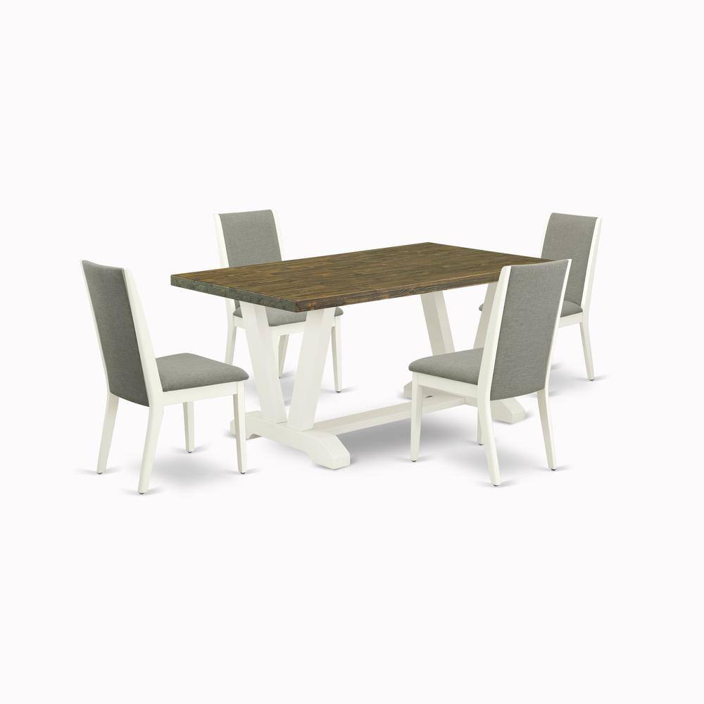Angle. East West Furniture - East West Furniture V076LA206-5 5-Pc Fashionable Rectangular Dining Room Table Set an Excellent Distressed Jacobean - Multi-Color.