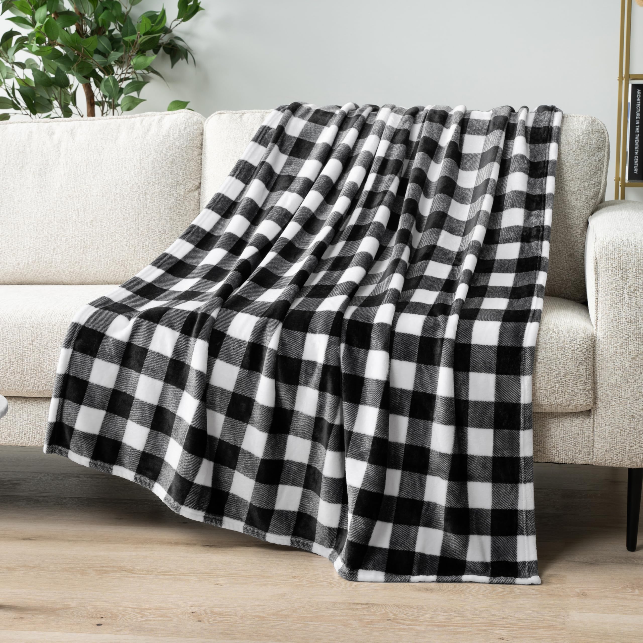 Plaid White/Black 50 x 60 Inches - Throw