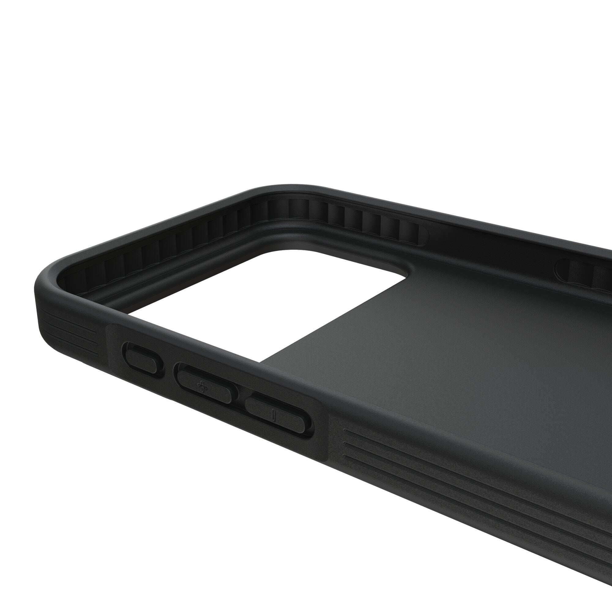 Alt View 3. Keyscaper - Indiana Hoosiers Linen Logo iPhone Bump Case - 13 Pro Max - Black.