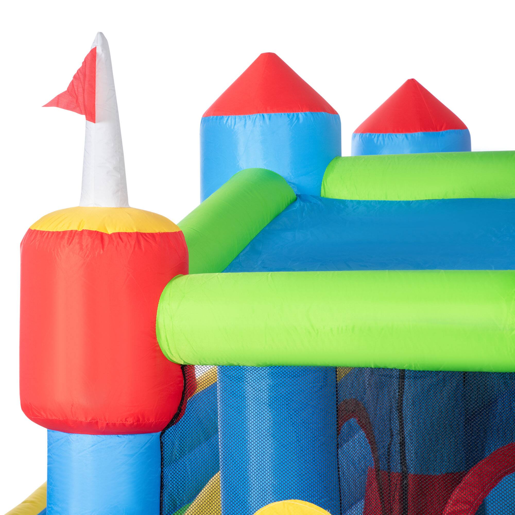 Alt View 5. Outsunny - Inflatable Bounce House, Slide, Climbing Wall, Water Cannon, Kids Ages 3-8, Air Blower.