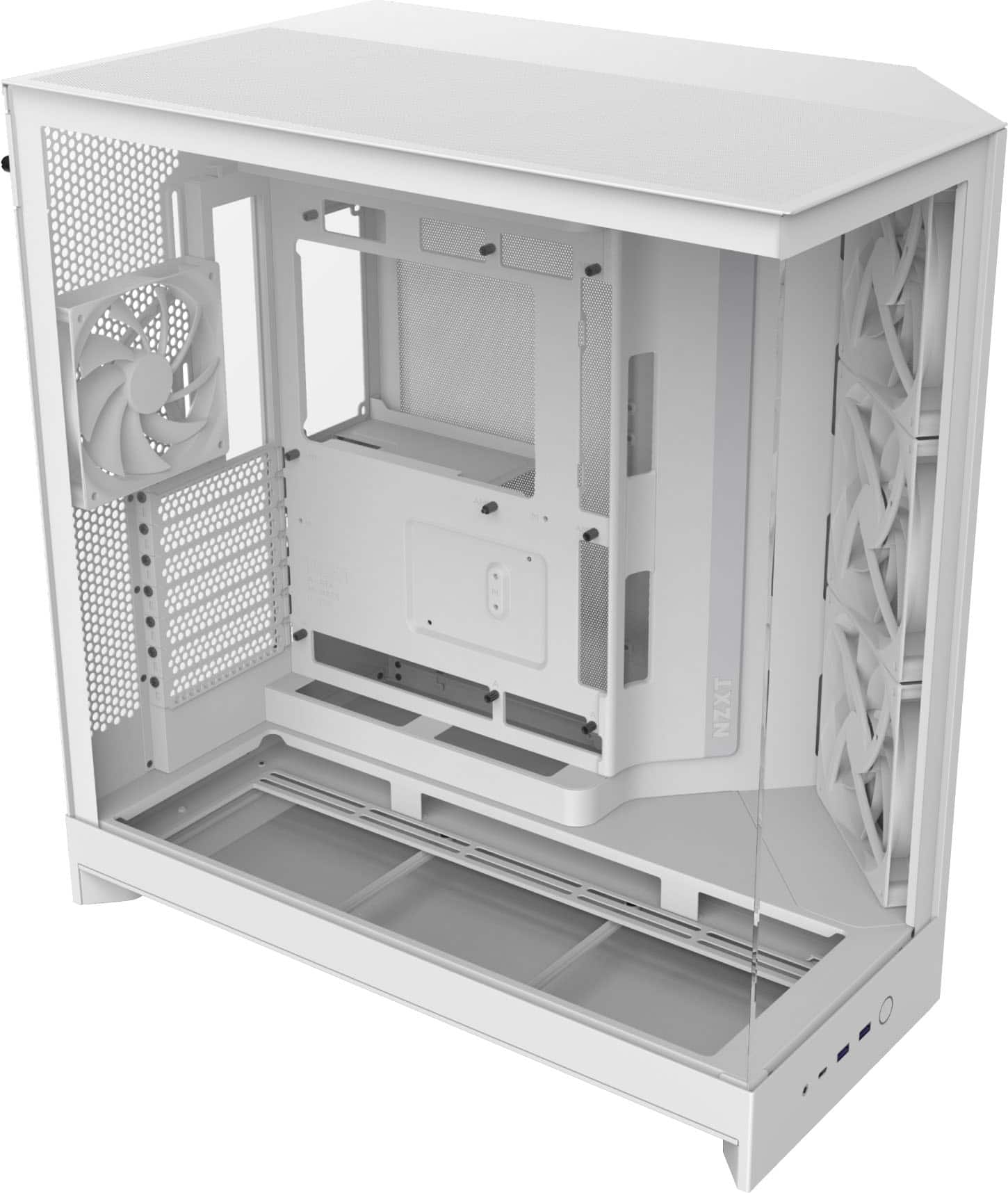 NZXT - H9 Flow 2025 ATX Mid-Tower Dual-Chamber PC Case - White - Front_Zoom