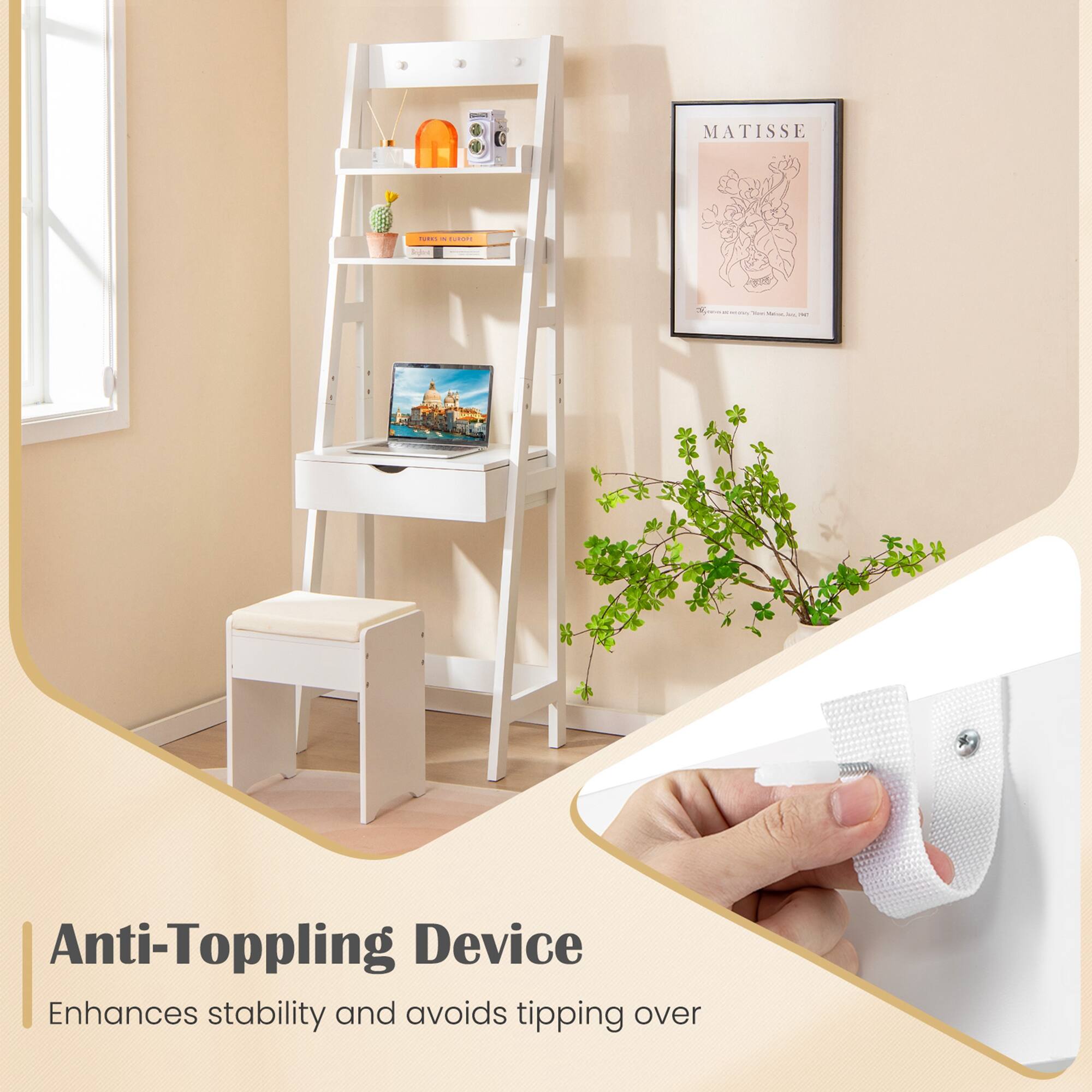 Anti-Toppling Device  
Enhances stability and avoids tipping over